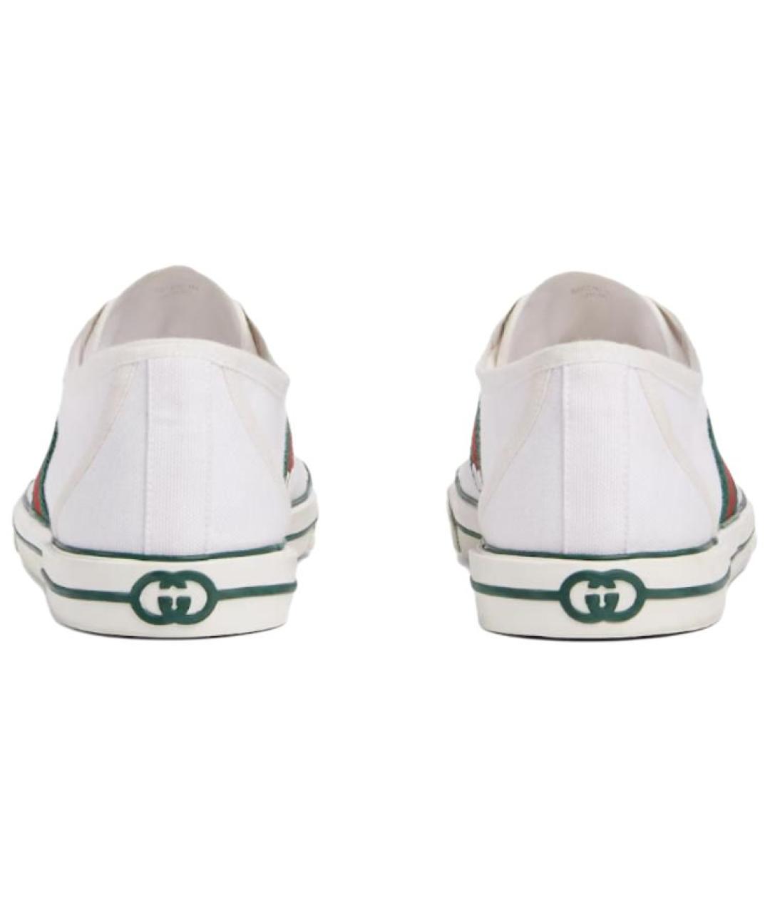 GUCCI Белые текстильные низкие кроссовки / кеды, фото 5
