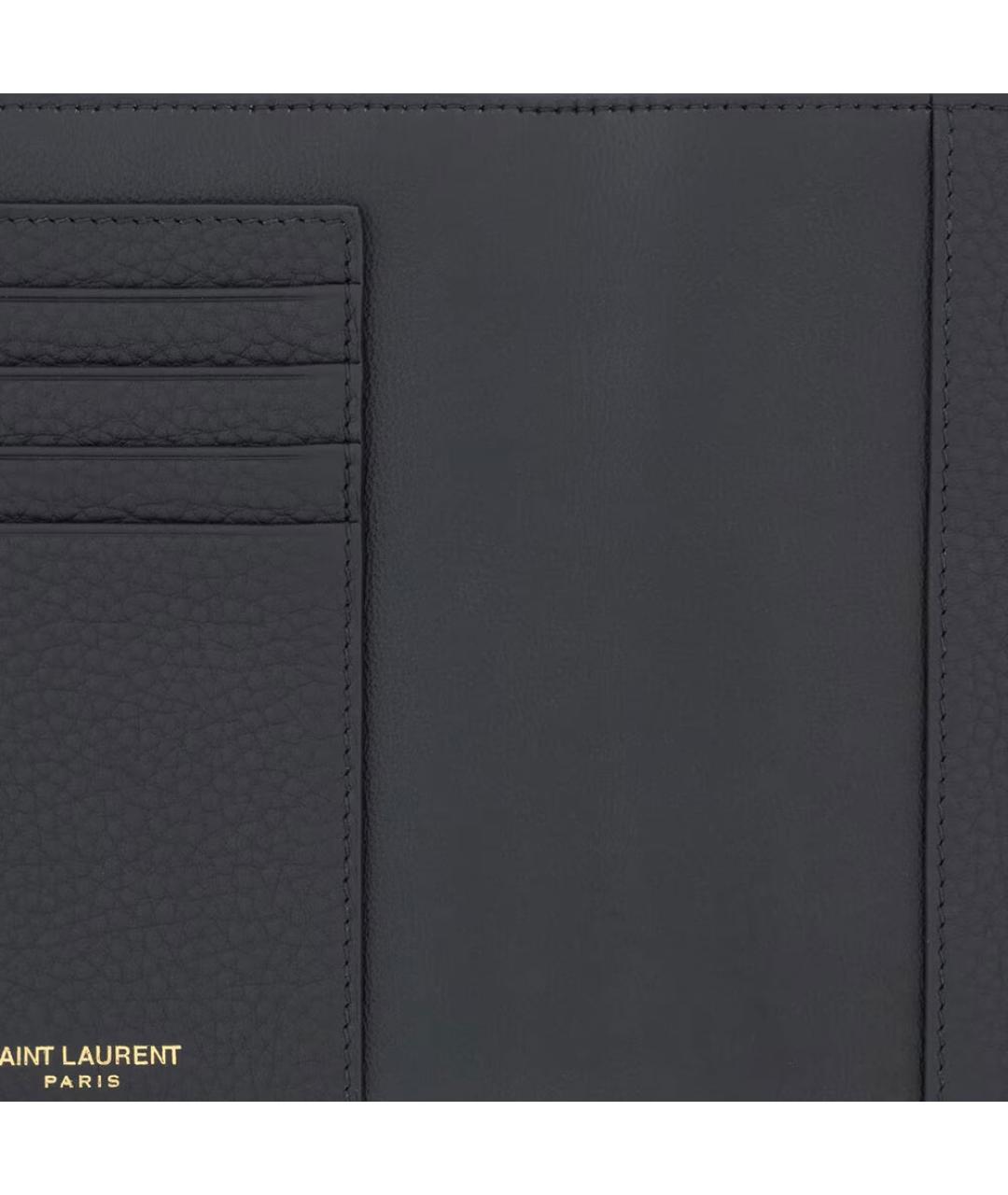 SAINT LAURENT Темно-синяя кожаная папка для документов, фото 4