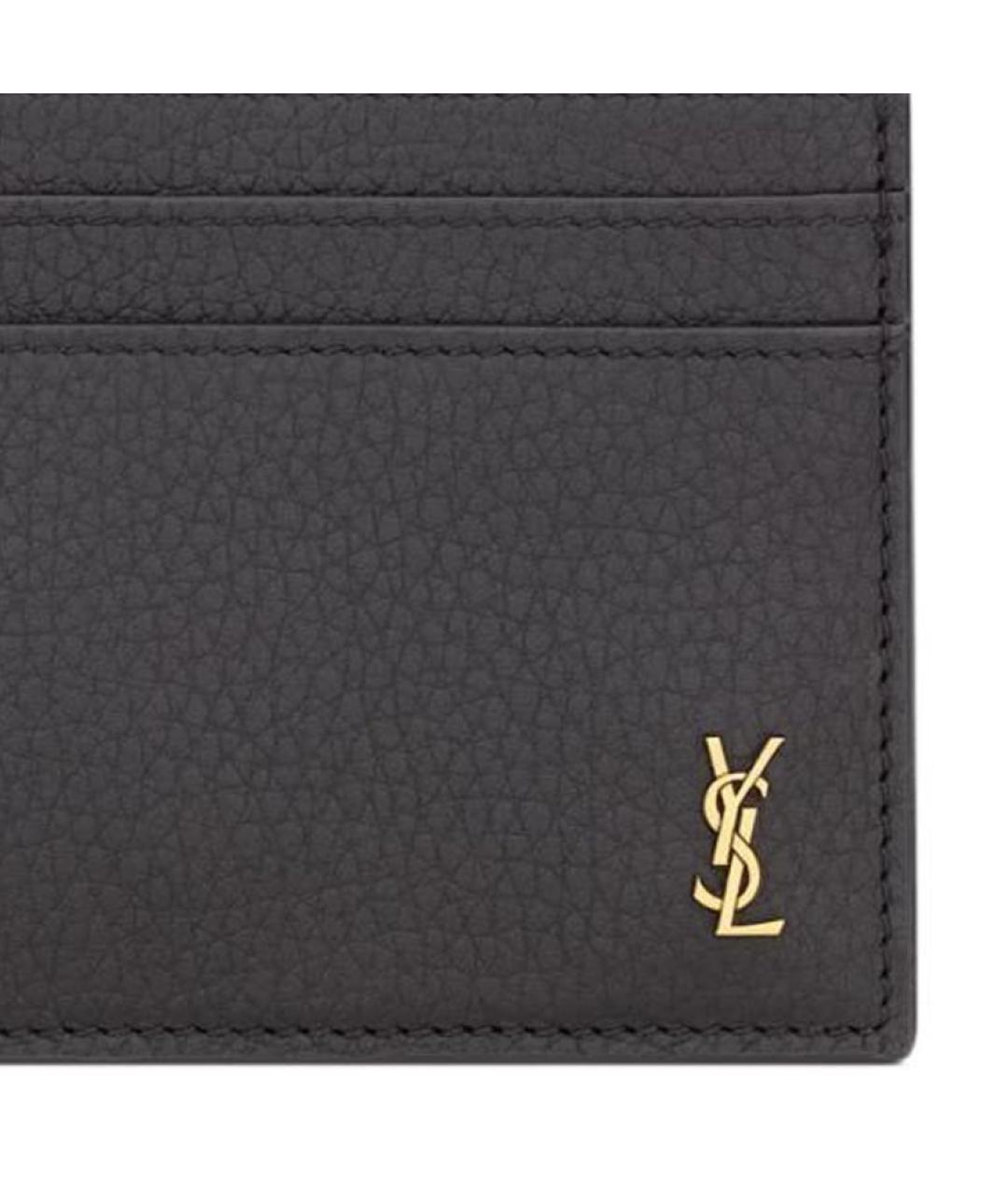 SAINT LAURENT Темно-синий кожаный кардхолдер, фото 3