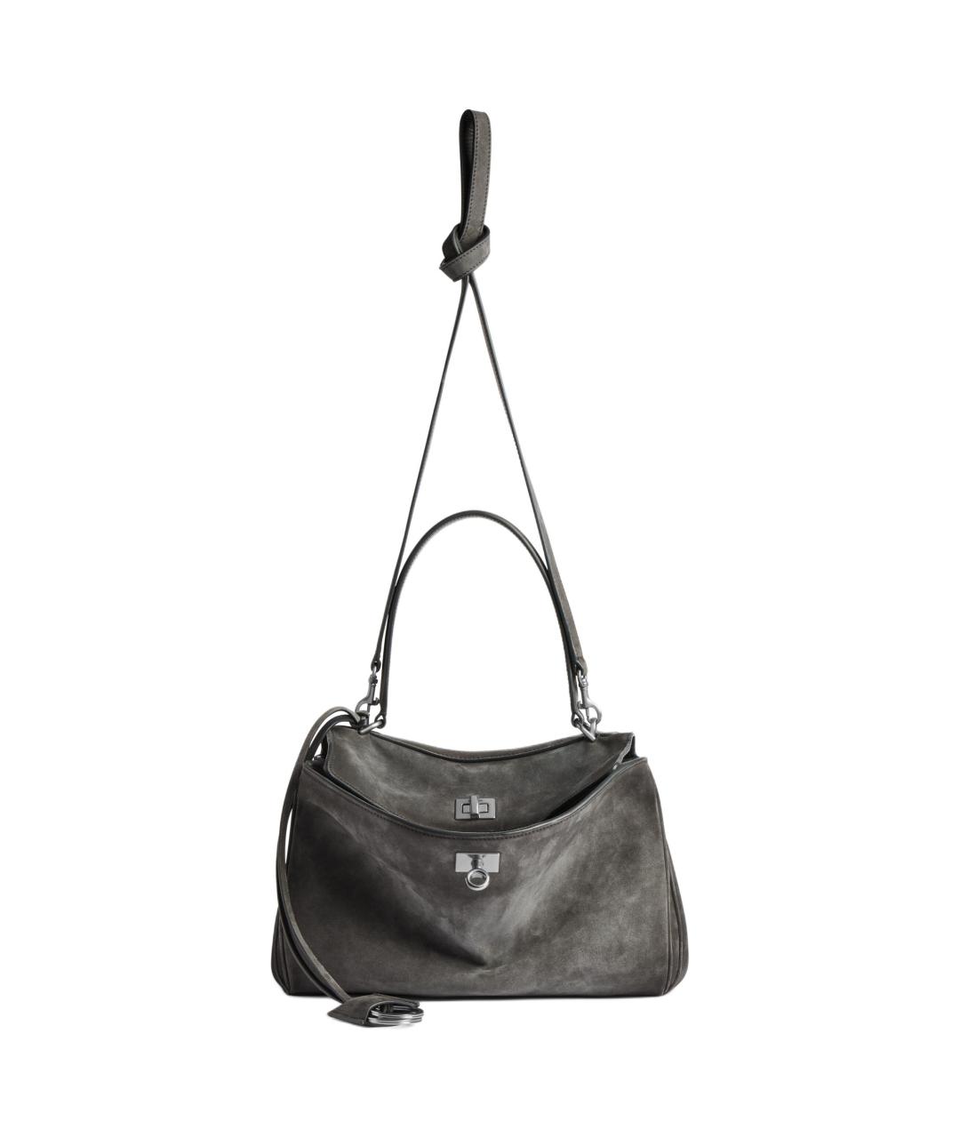 BALENCIAGA Серая кожаная сумка через плечо, фото 2