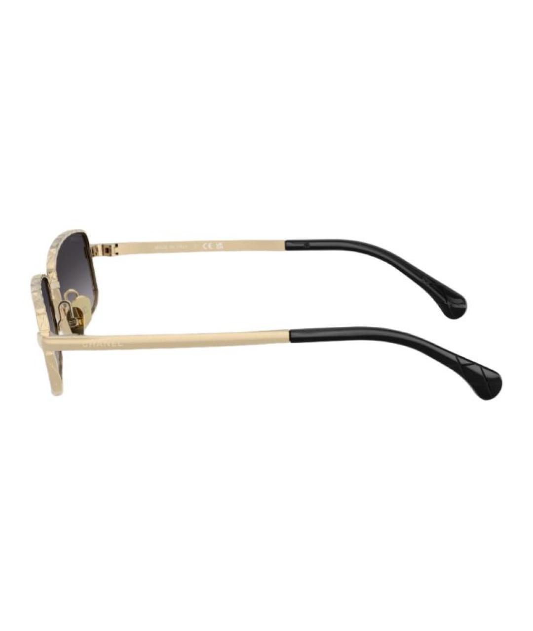 CHANEL Золотые металлические солнцезащитные очки, фото 4