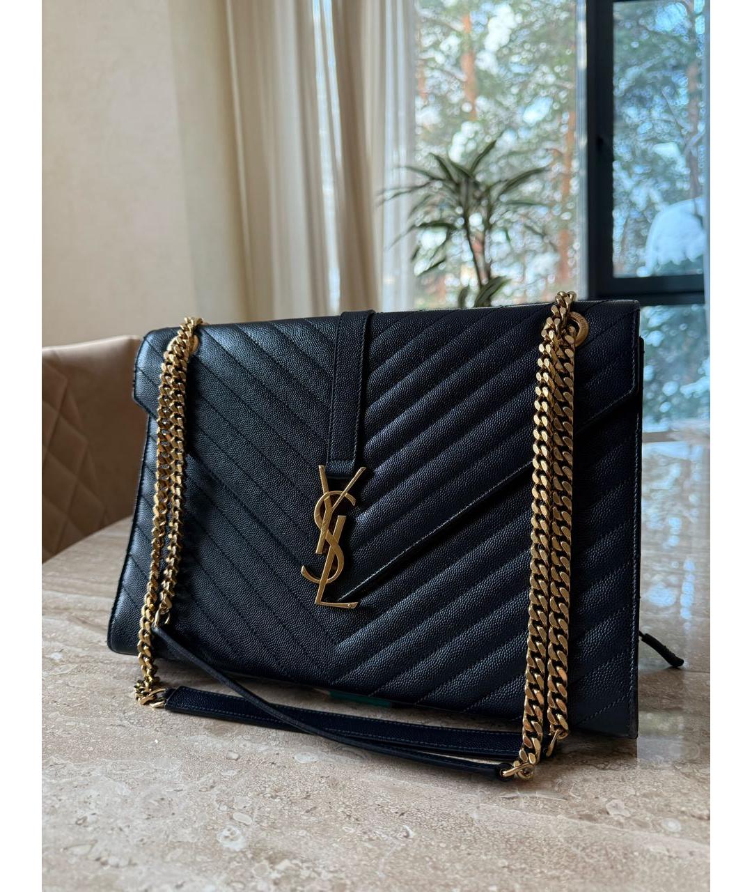 SAINT LAURENT Черная кожаная сумка через плечо, фото 2