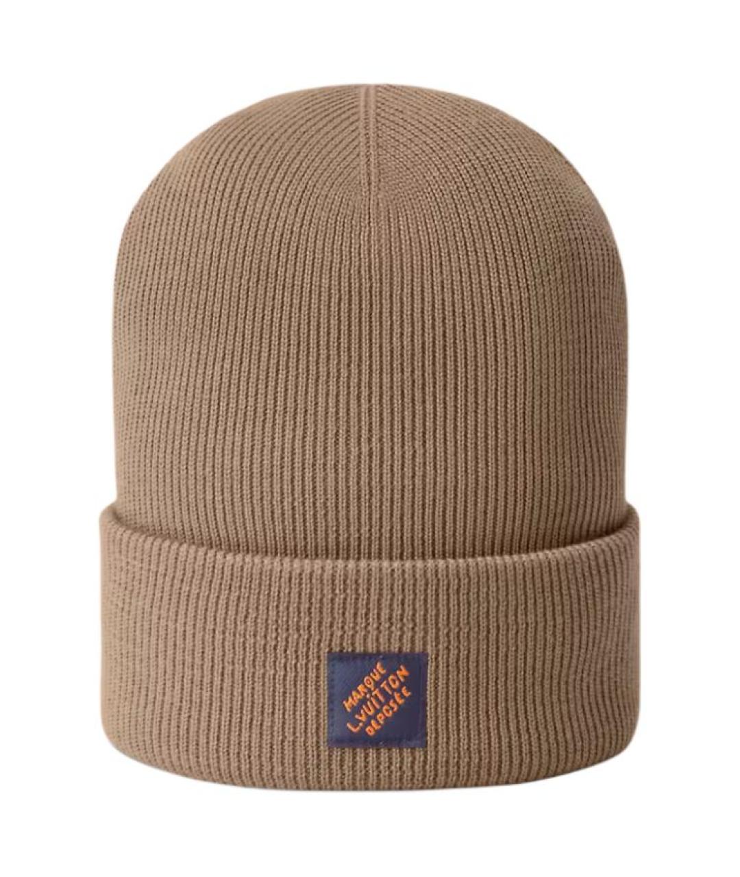 LOUIS VUITTON Коричневая шерстяная шапка, фото 3