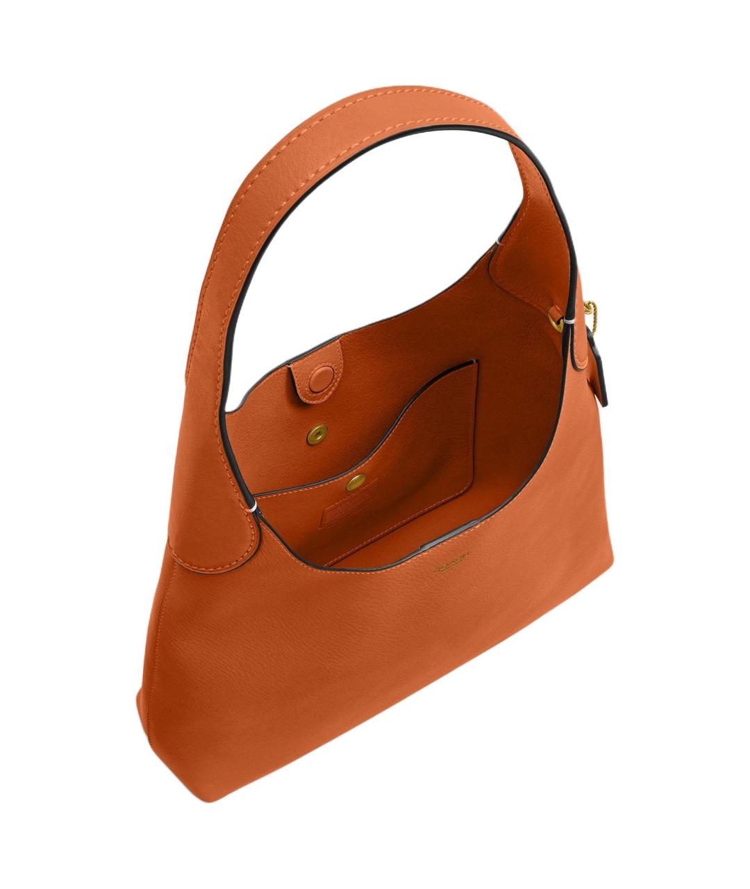 COACH Оранжевая кожаная сумка через плечо, фото 4