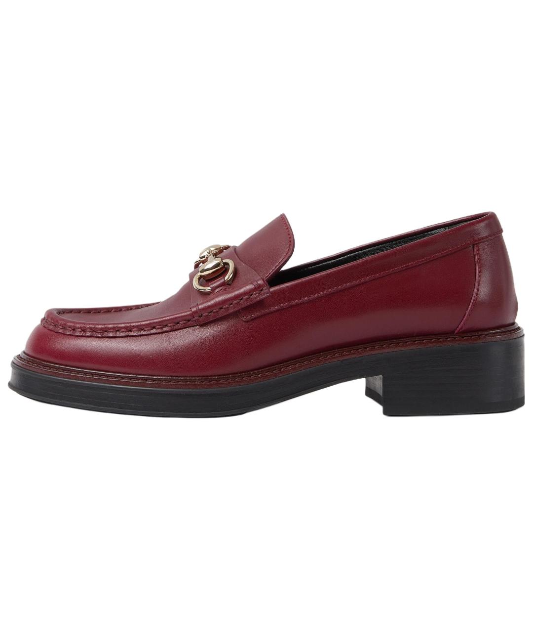 GUCCI Красные кожаные лоферы, фото 2