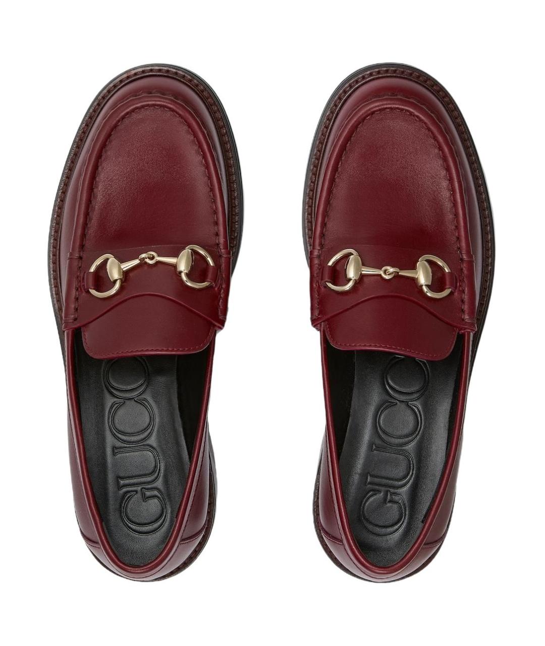 GUCCI Красные кожаные лоферы, фото 4