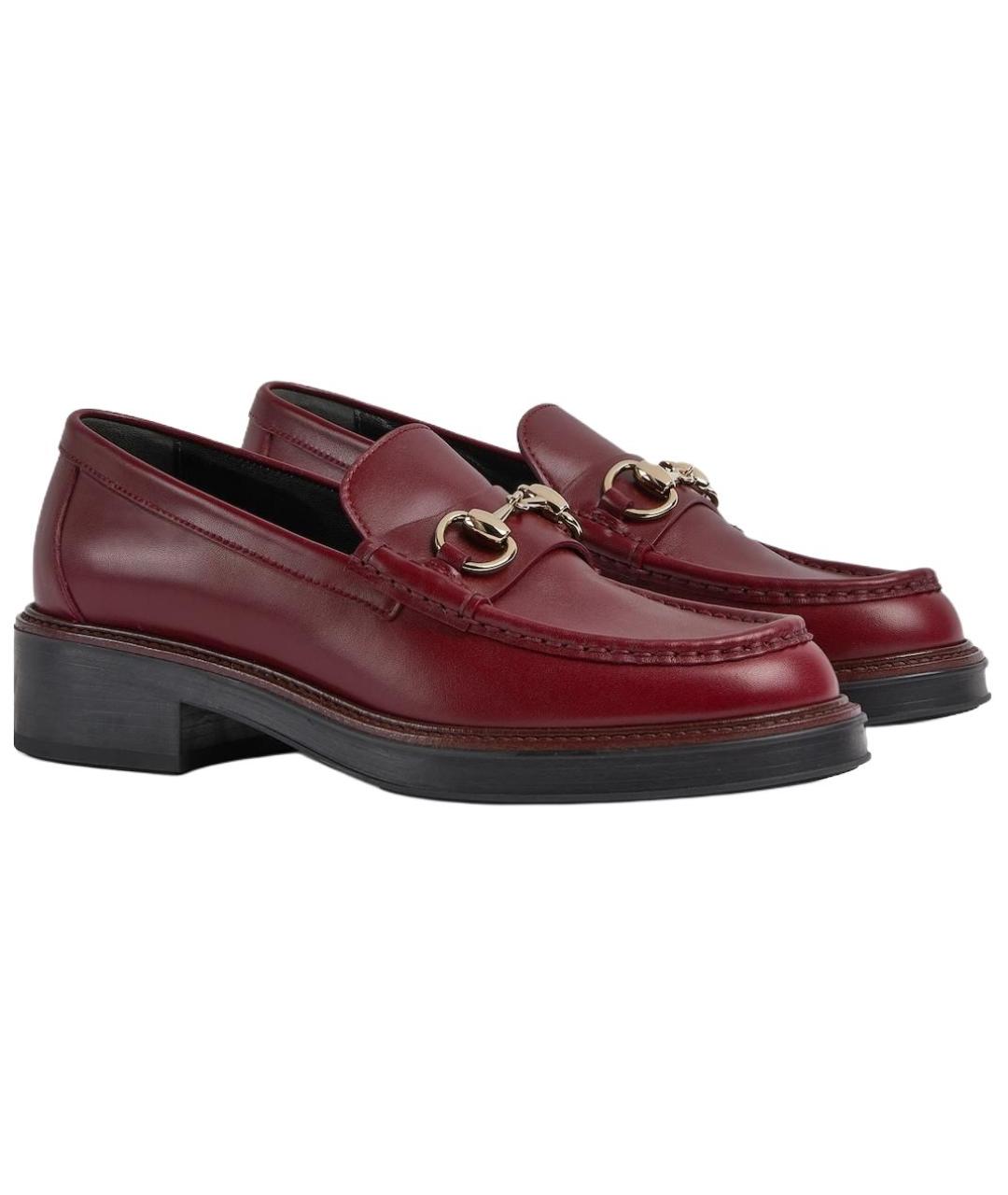 GUCCI Красные кожаные лоферы, фото 3