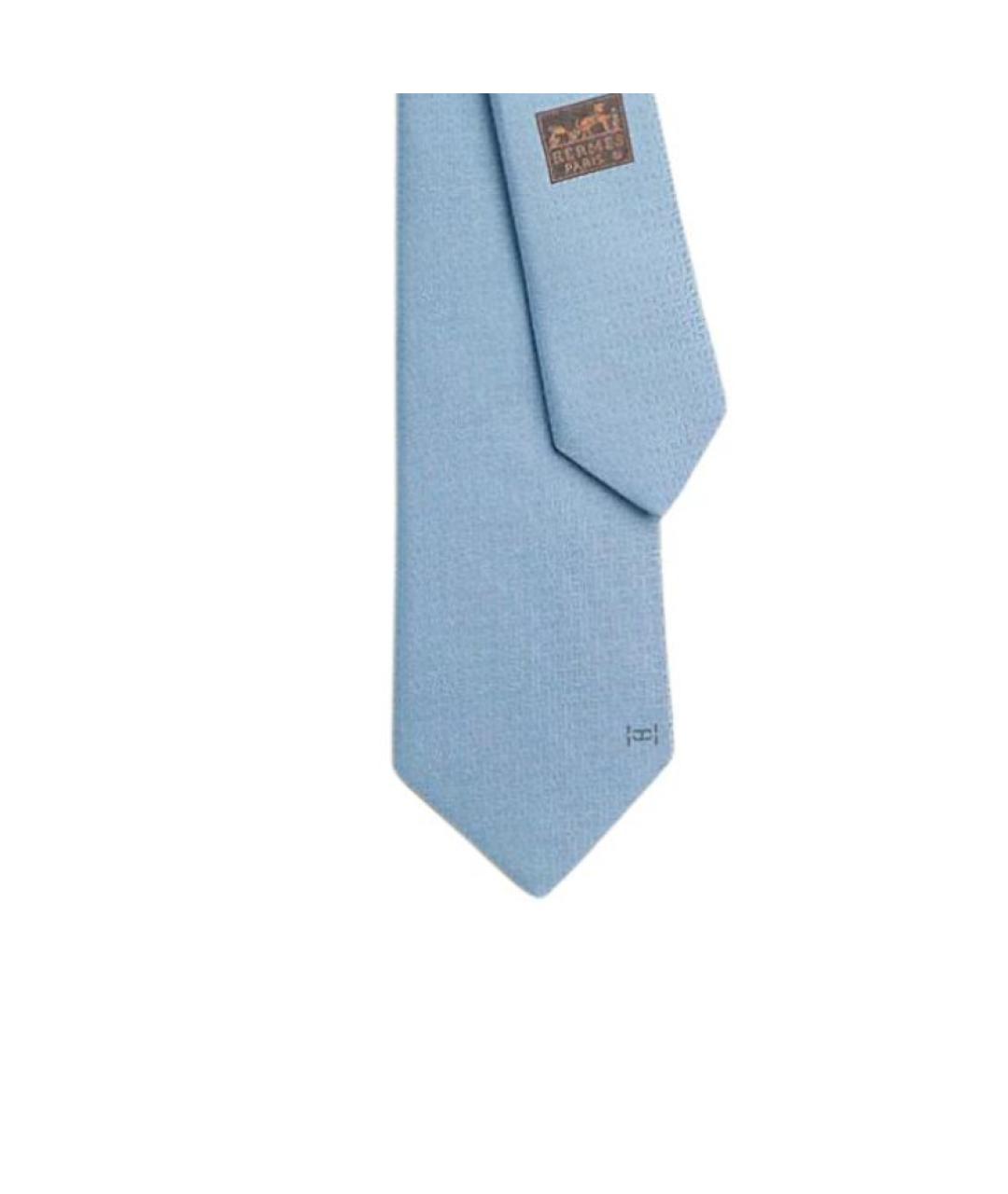 HERMES Голубой шелковый галстук, фото 2