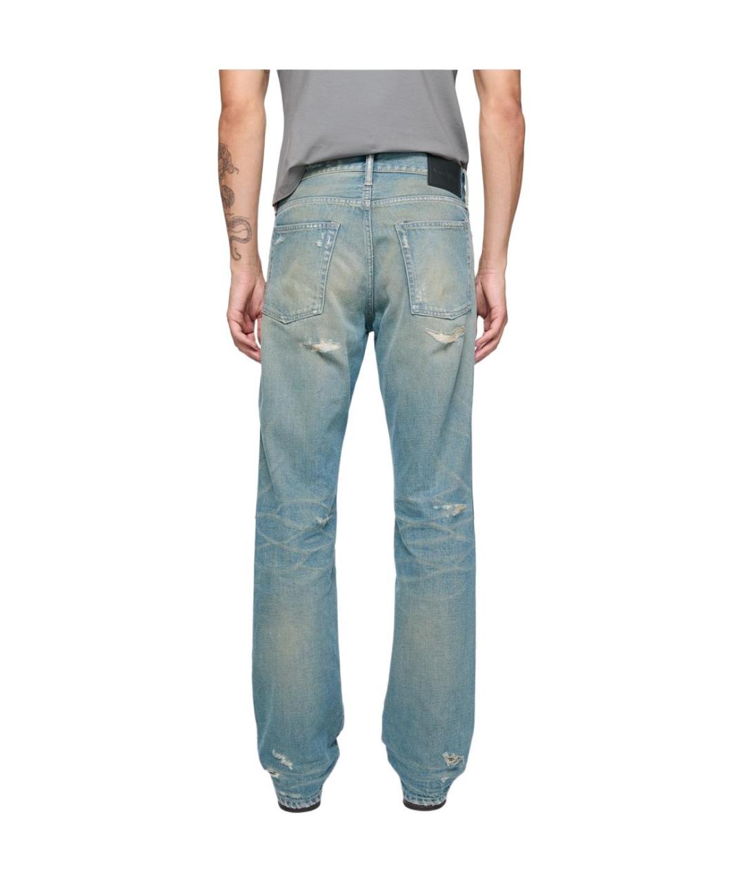 ACNE STUDIOS Синие хлопковые прямые джинсы, фото 2