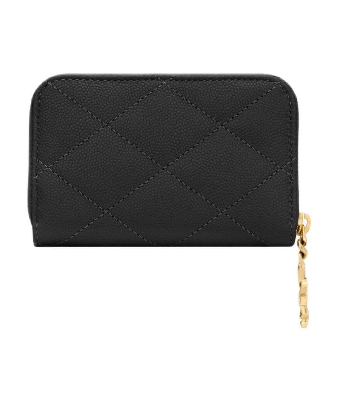 SAINT LAURENT Черный кожаный кошелек, фото 2