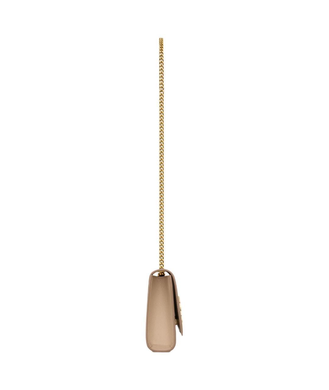 SAINT LAURENT Бежевая кожаная сумка через плечо, фото 3