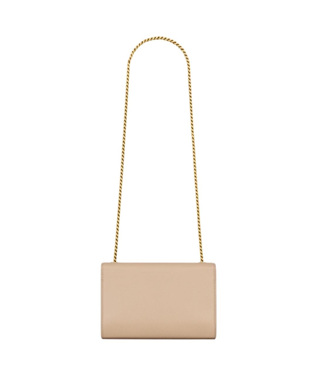 SAINT LAURENT Бежевая кожаная сумка через плечо, фото 4