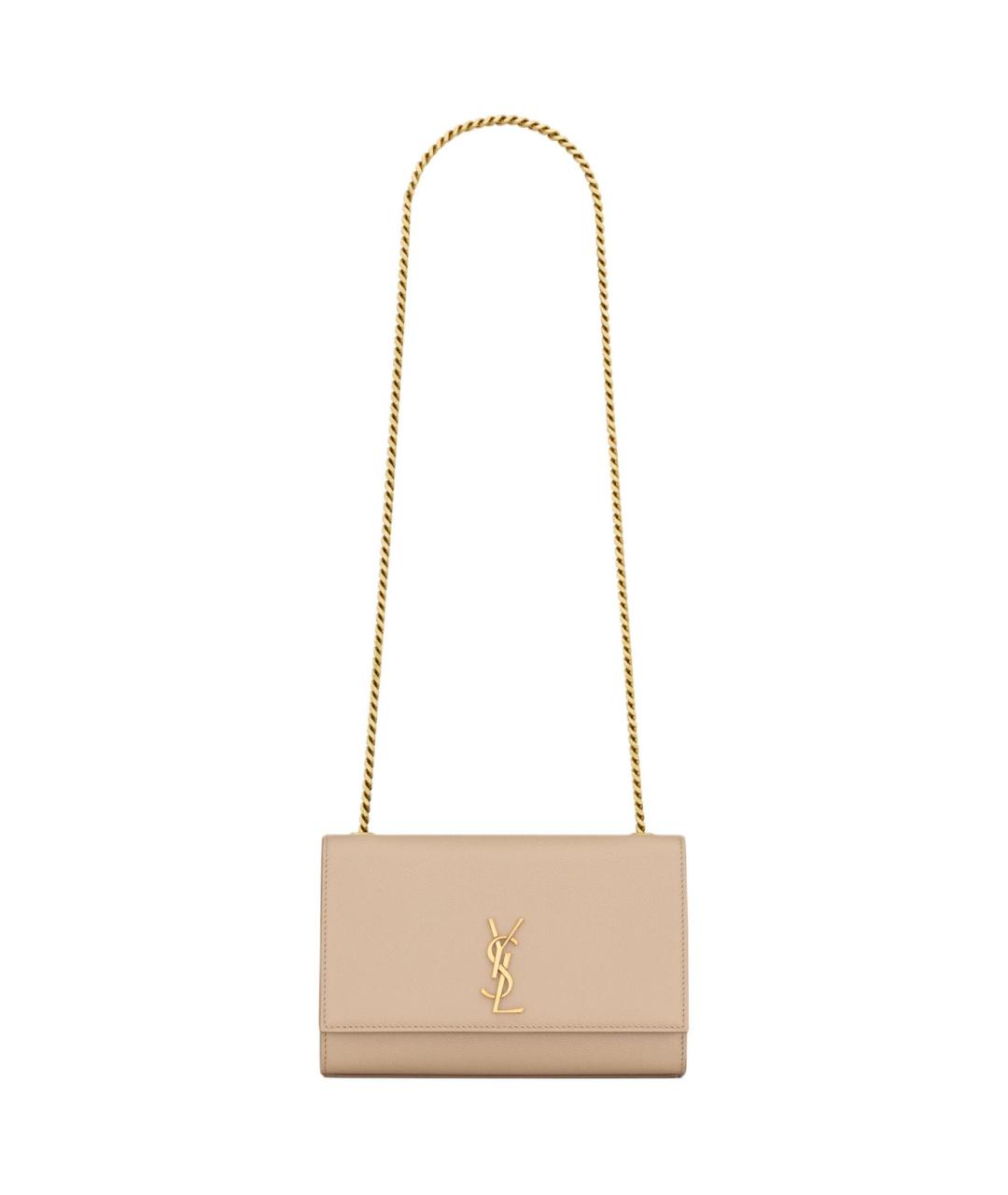 SAINT LAURENT Бежевая кожаная сумка через плечо, фото 1