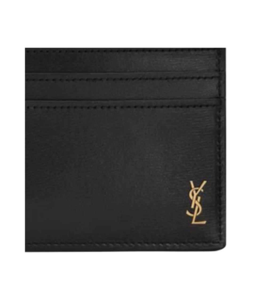 SAINT LAURENT Черный кожаный кардхолдер, фото 4