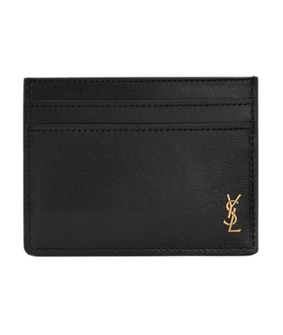 SAINT LAURENT Черный кожаный кардхолдер, фото 1