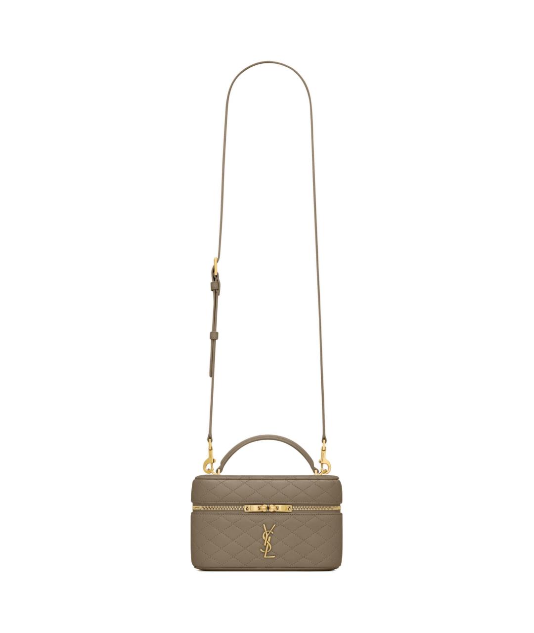 SAINT LAURENT Бежевая кожаная сумка через плечо, фото 2