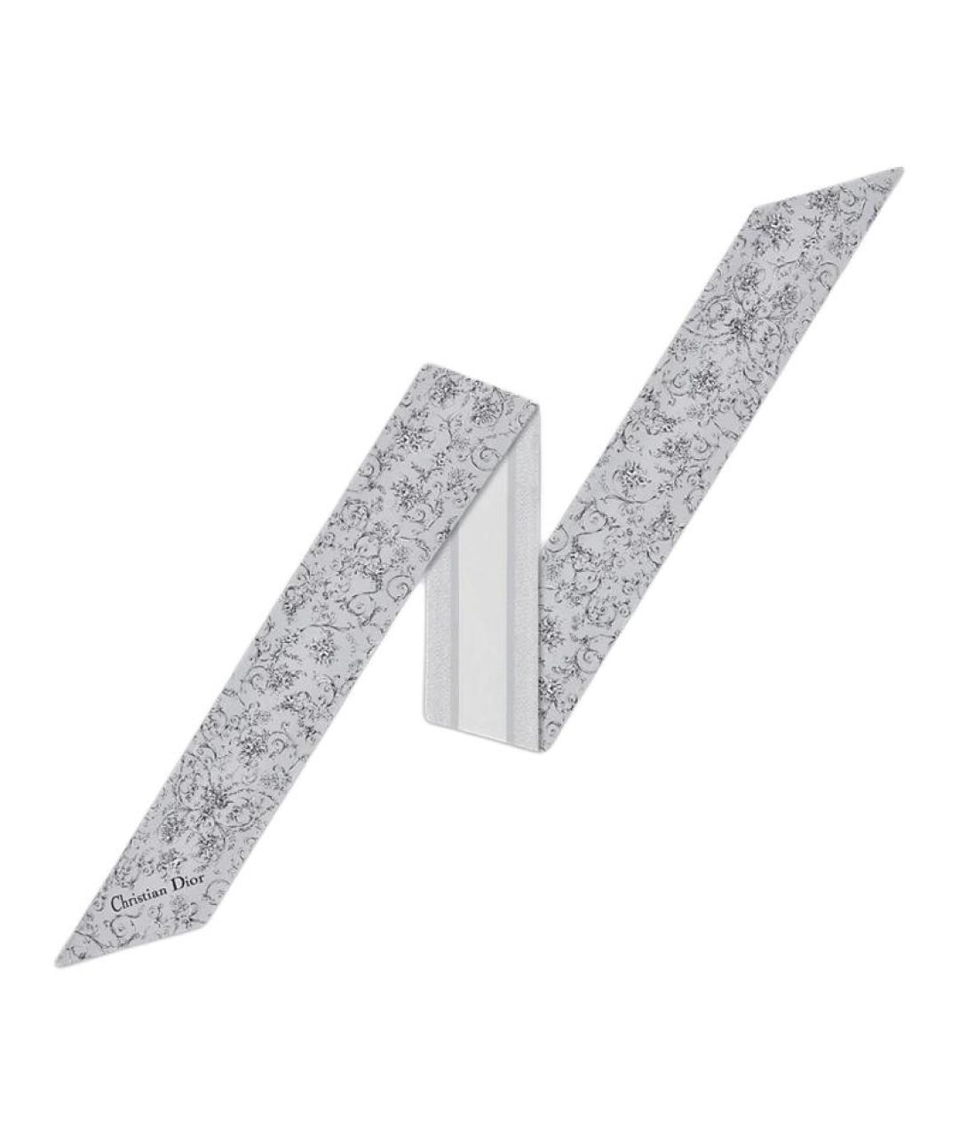 CHRISTIAN DIOR Серый шелковый платок, фото 1