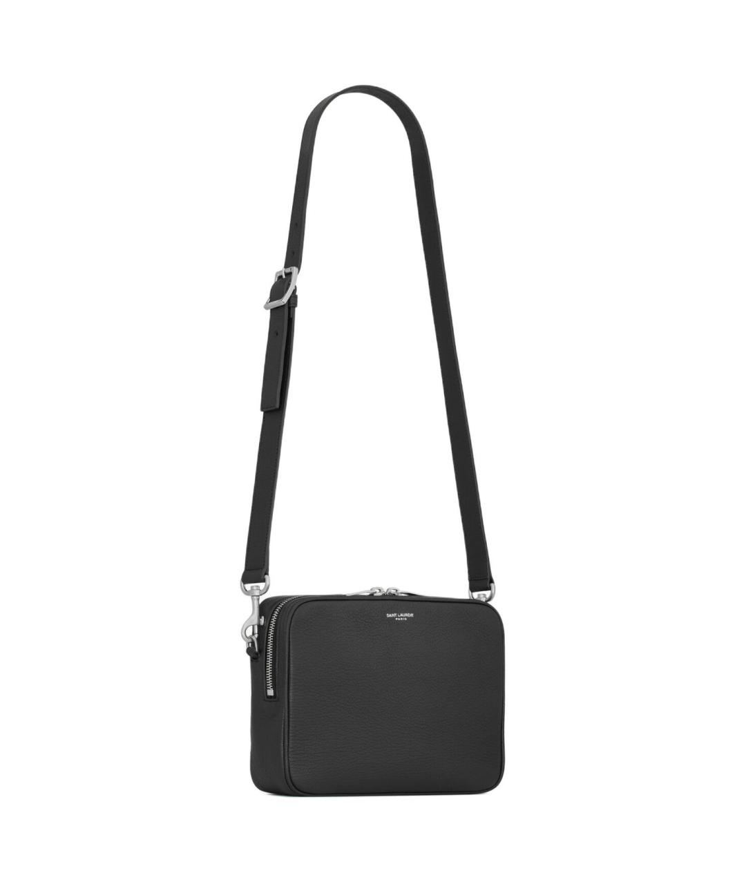 SAINT LAURENT Черная кожаная сумка через плечо, фото 4