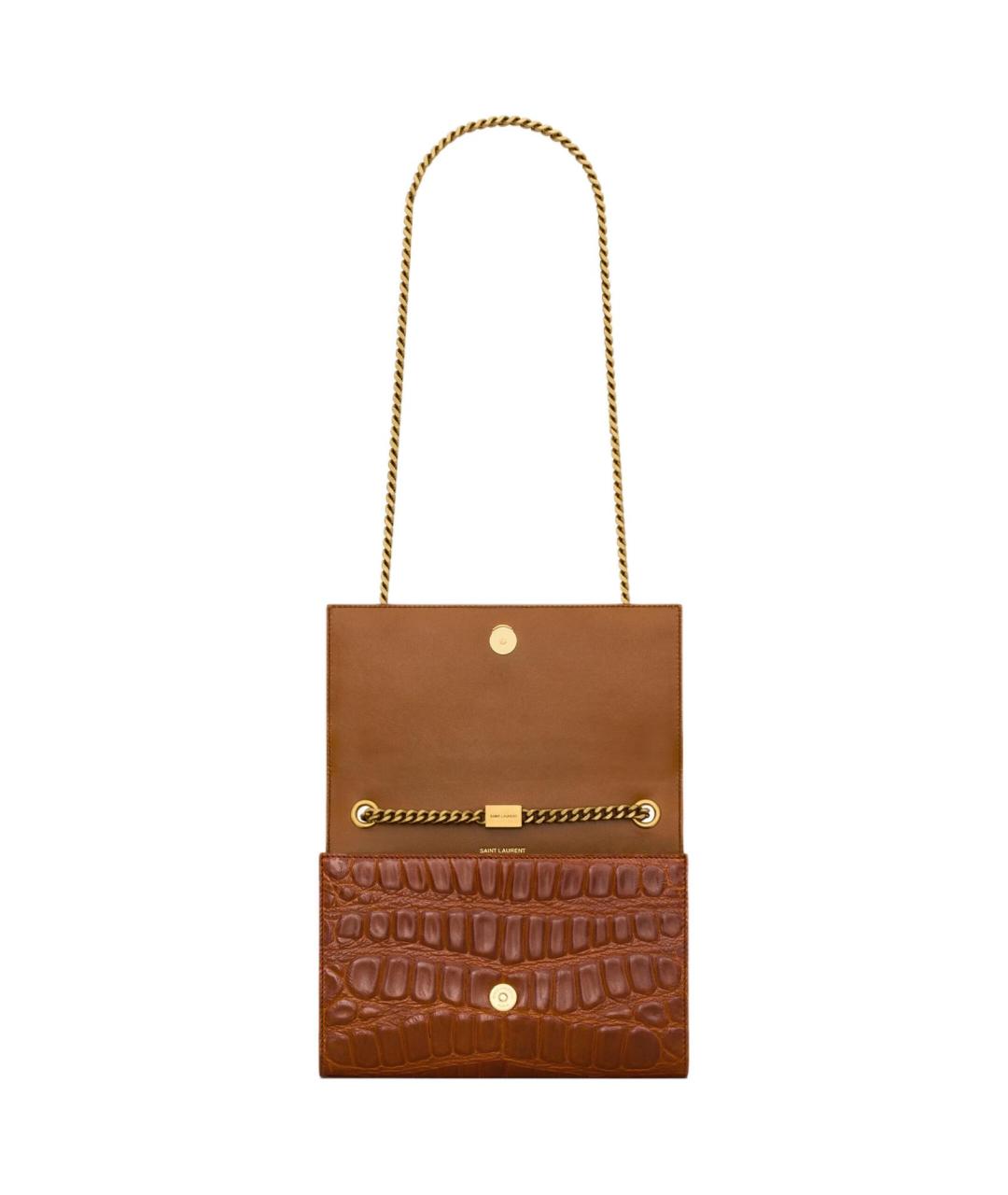 SAINT LAURENT Коричневая кожаная сумка через плечо, фото 5