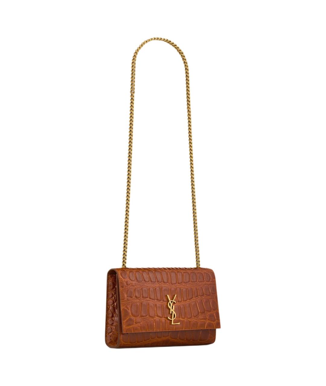 SAINT LAURENT Коричневая кожаная сумка через плечо, фото 2