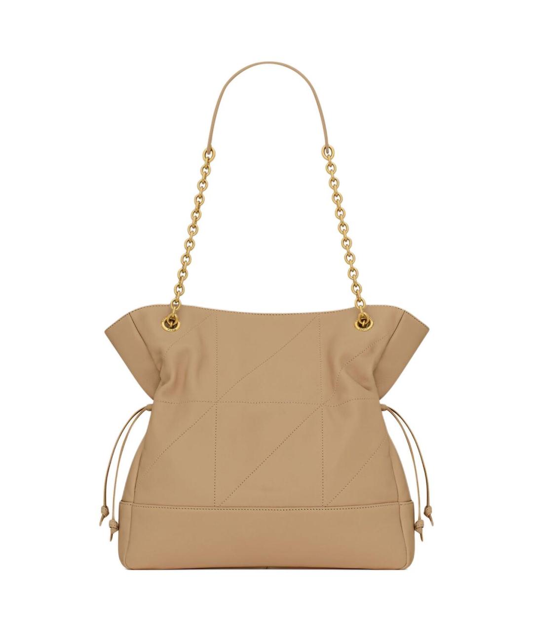 SAINT LAURENT Бежевая кожаная сумка через плечо, фото 4