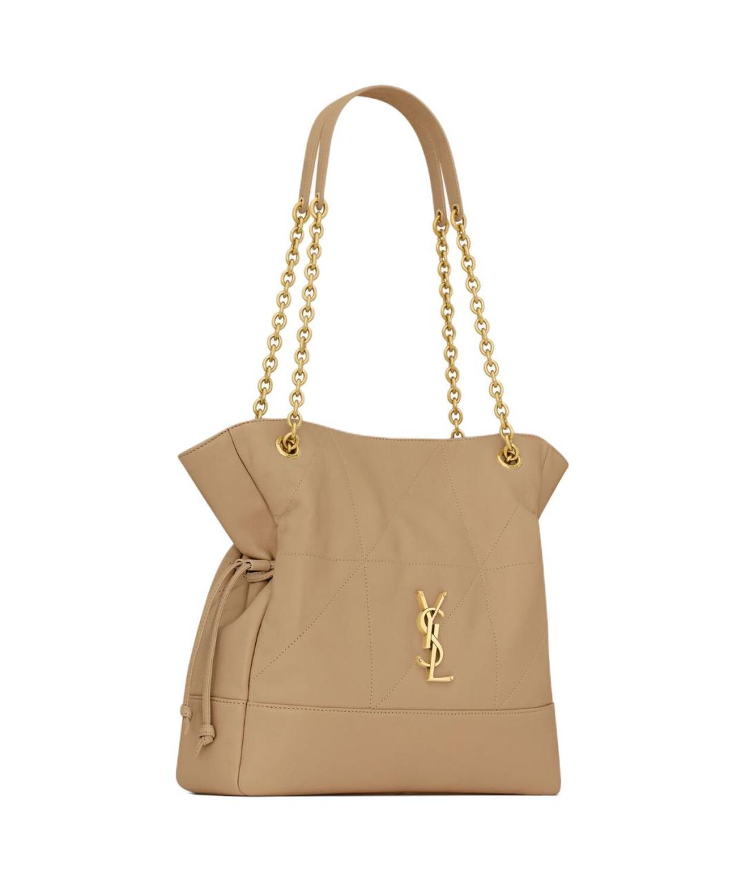 SAINT LAURENT Бежевая кожаная сумка через плечо, фото 2