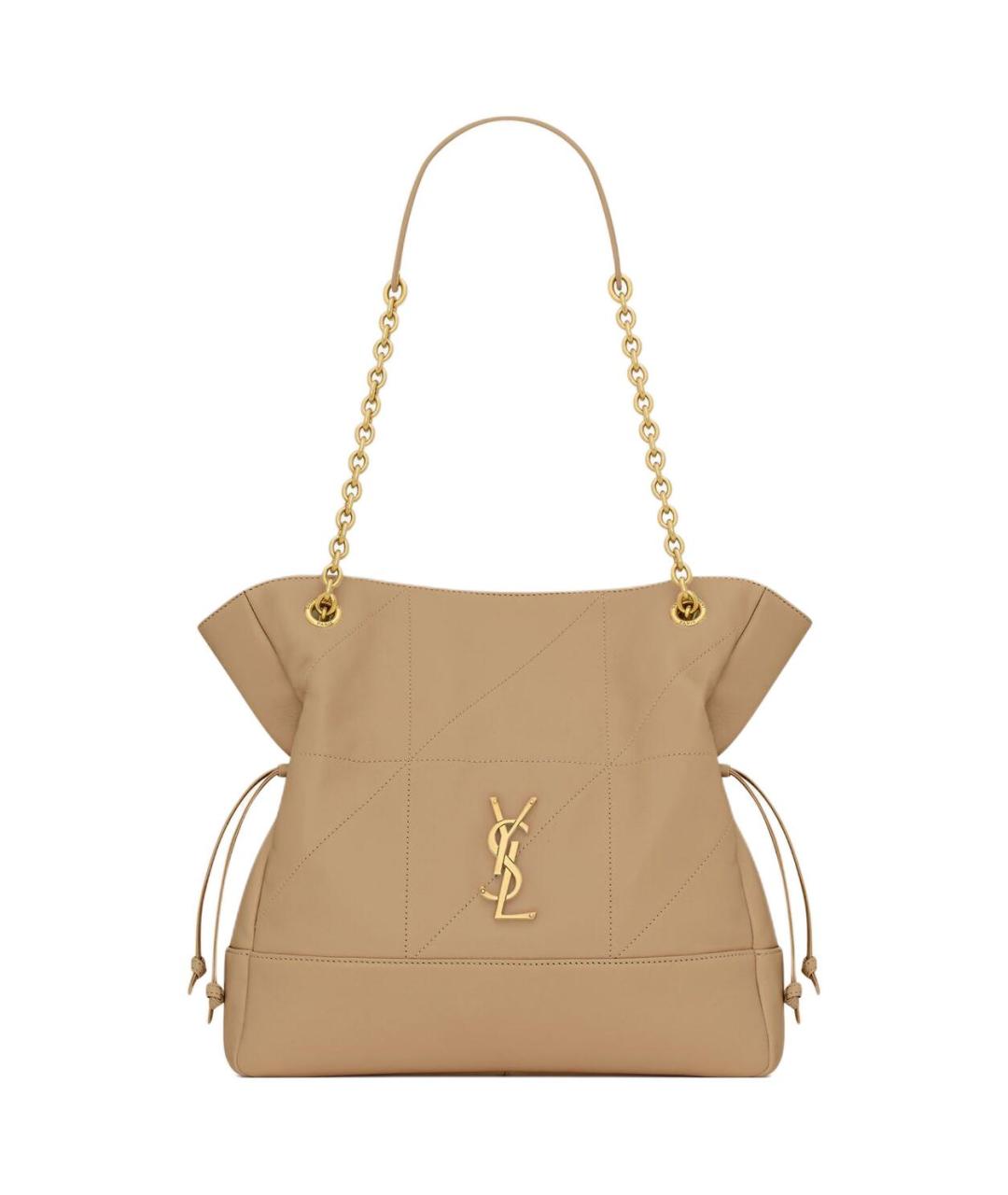 SAINT LAURENT Бежевая кожаная сумка через плечо, фото 1