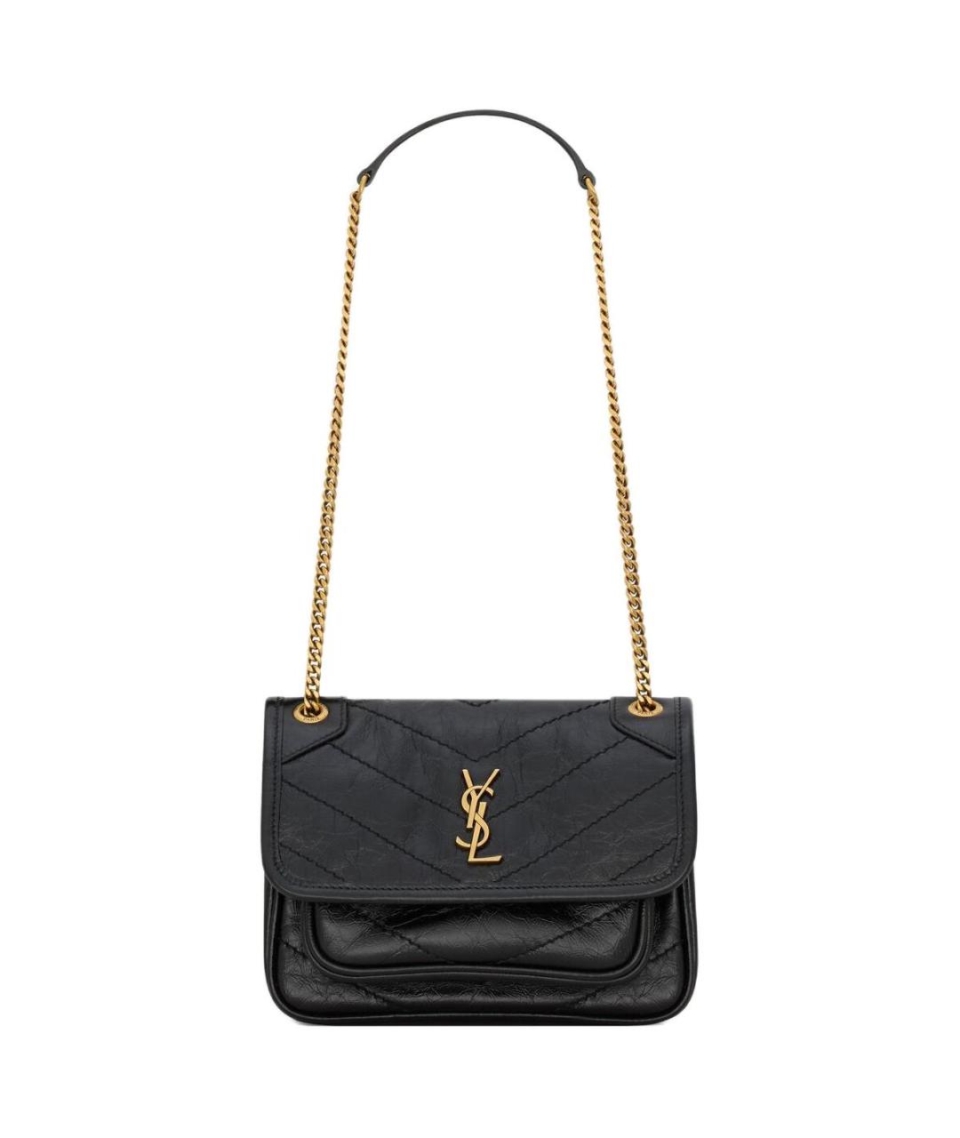 SAINT LAURENT Черная кожаная сумка через плечо, фото 1