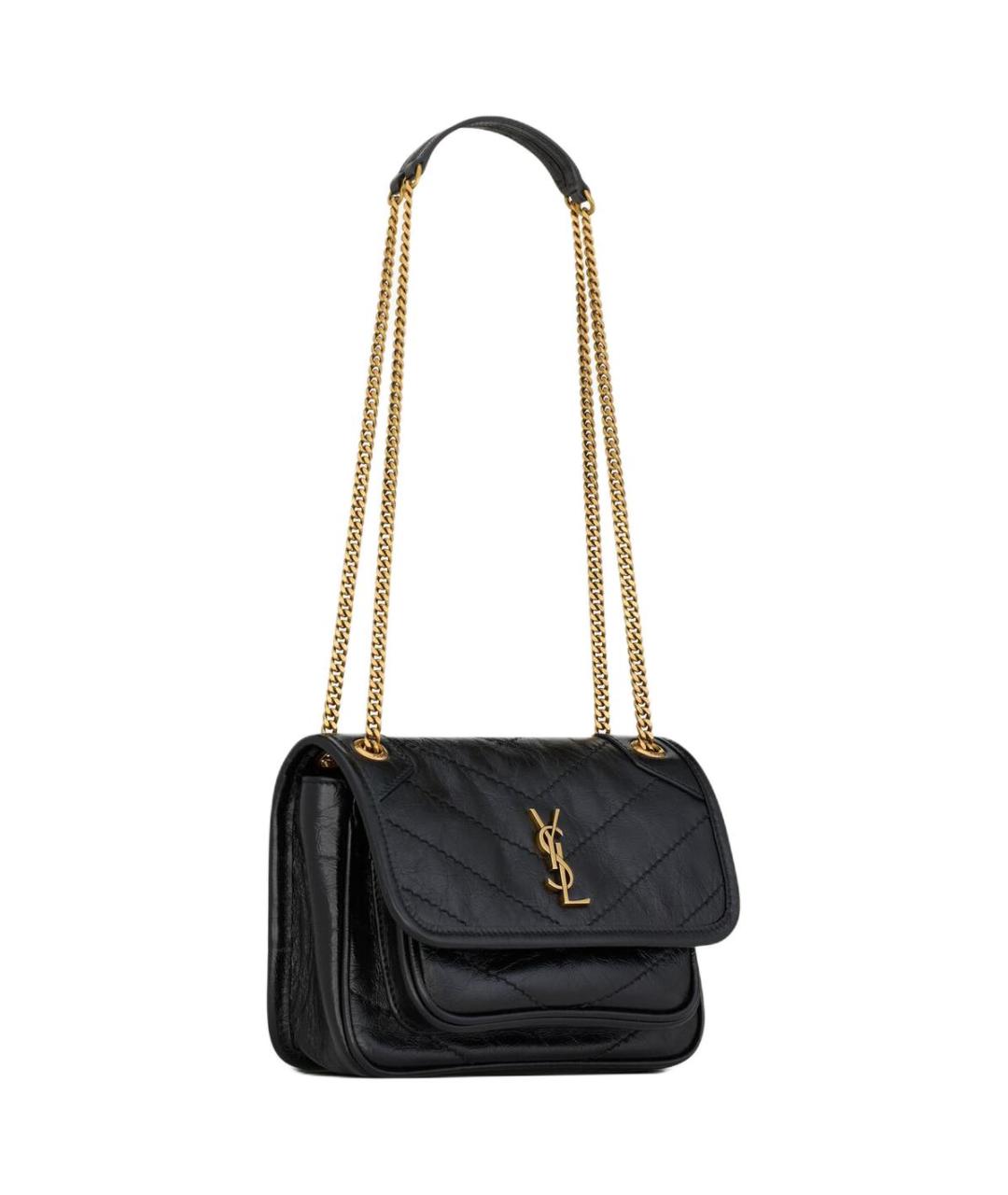 SAINT LAURENT Черная кожаная сумка через плечо, фото 2