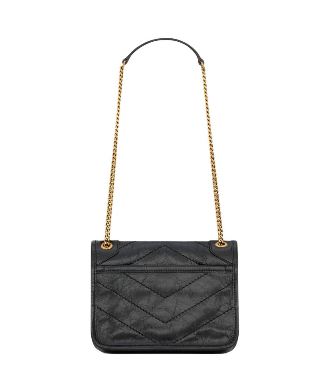 SAINT LAURENT Черная кожаная сумка через плечо, фото 5