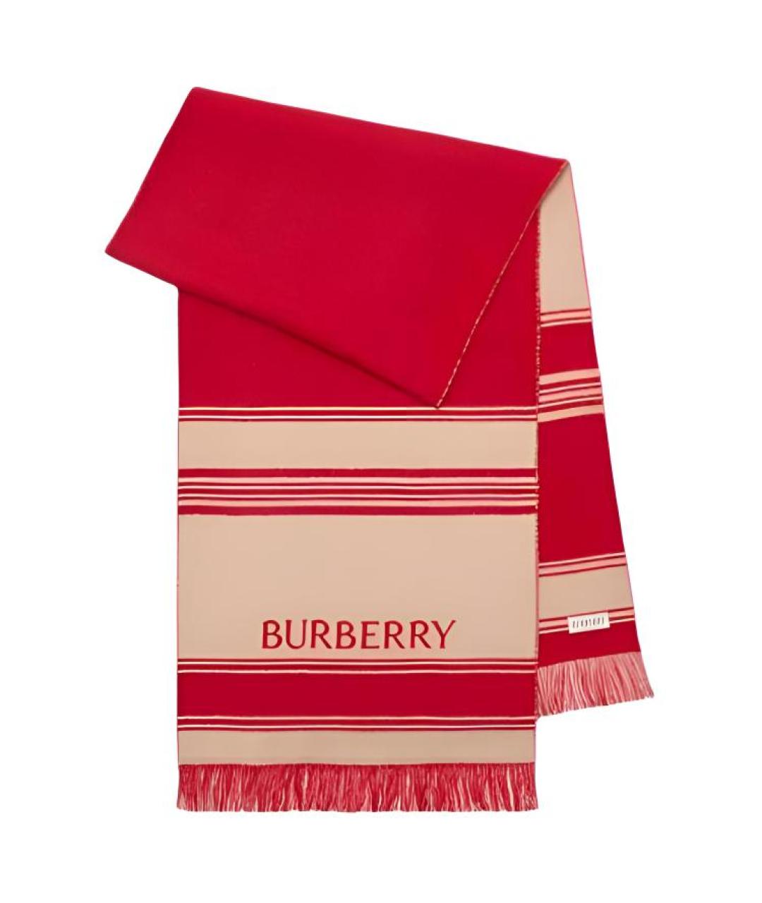 BURBERRY Красный шерстяной шарф, фото 1