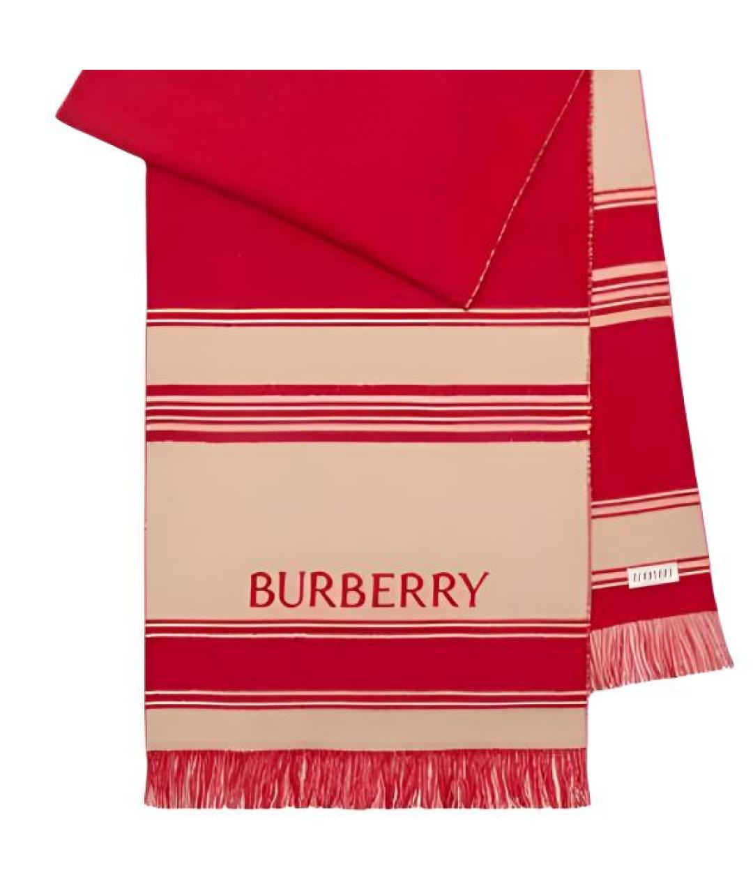 BURBERRY Красный шерстяной шарф, фото 3