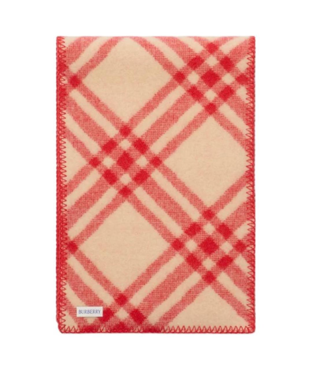 BURBERRY Красный шерстяной шарф, фото 2