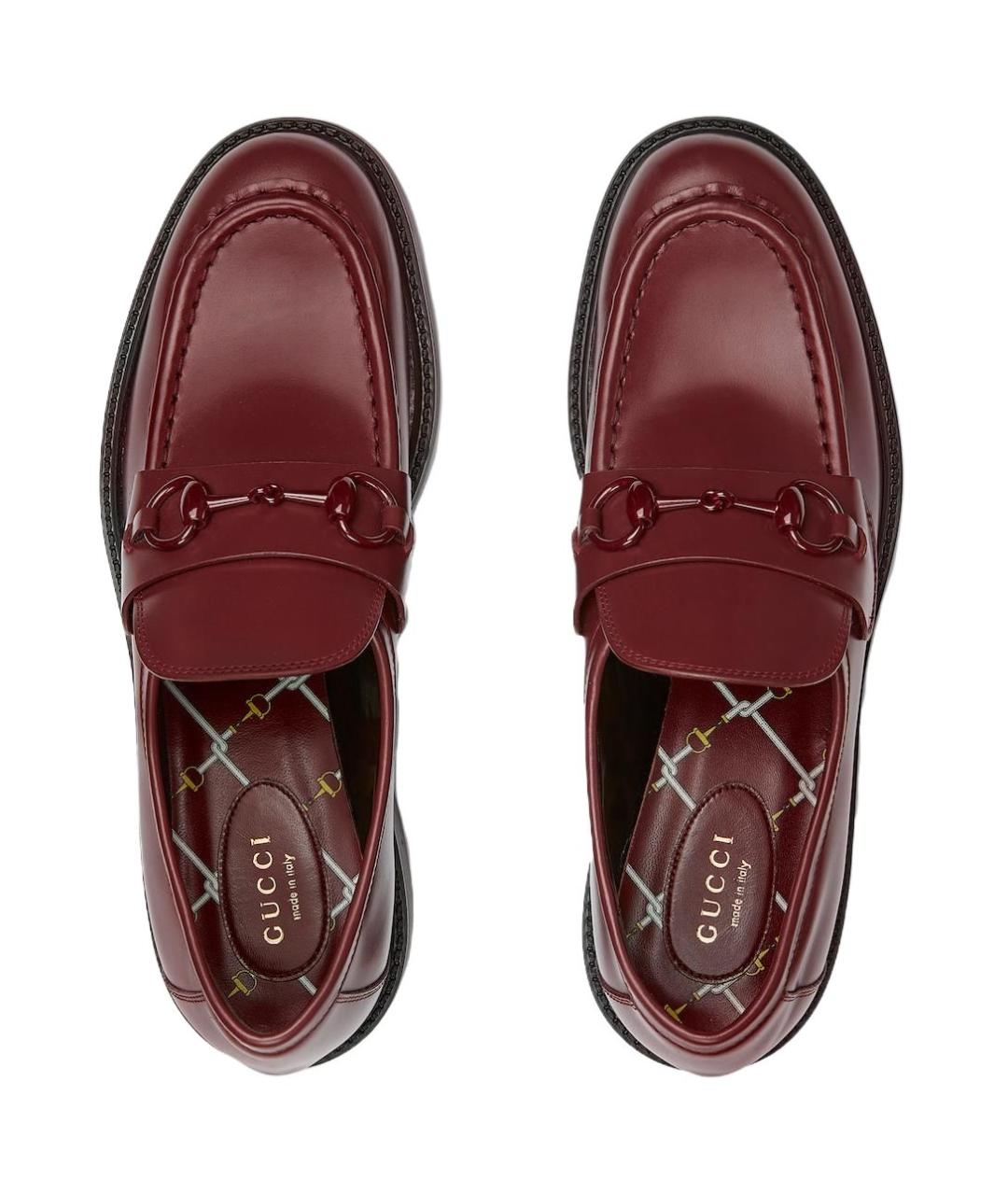 GUCCI Красные кожаные лоферы, фото 4