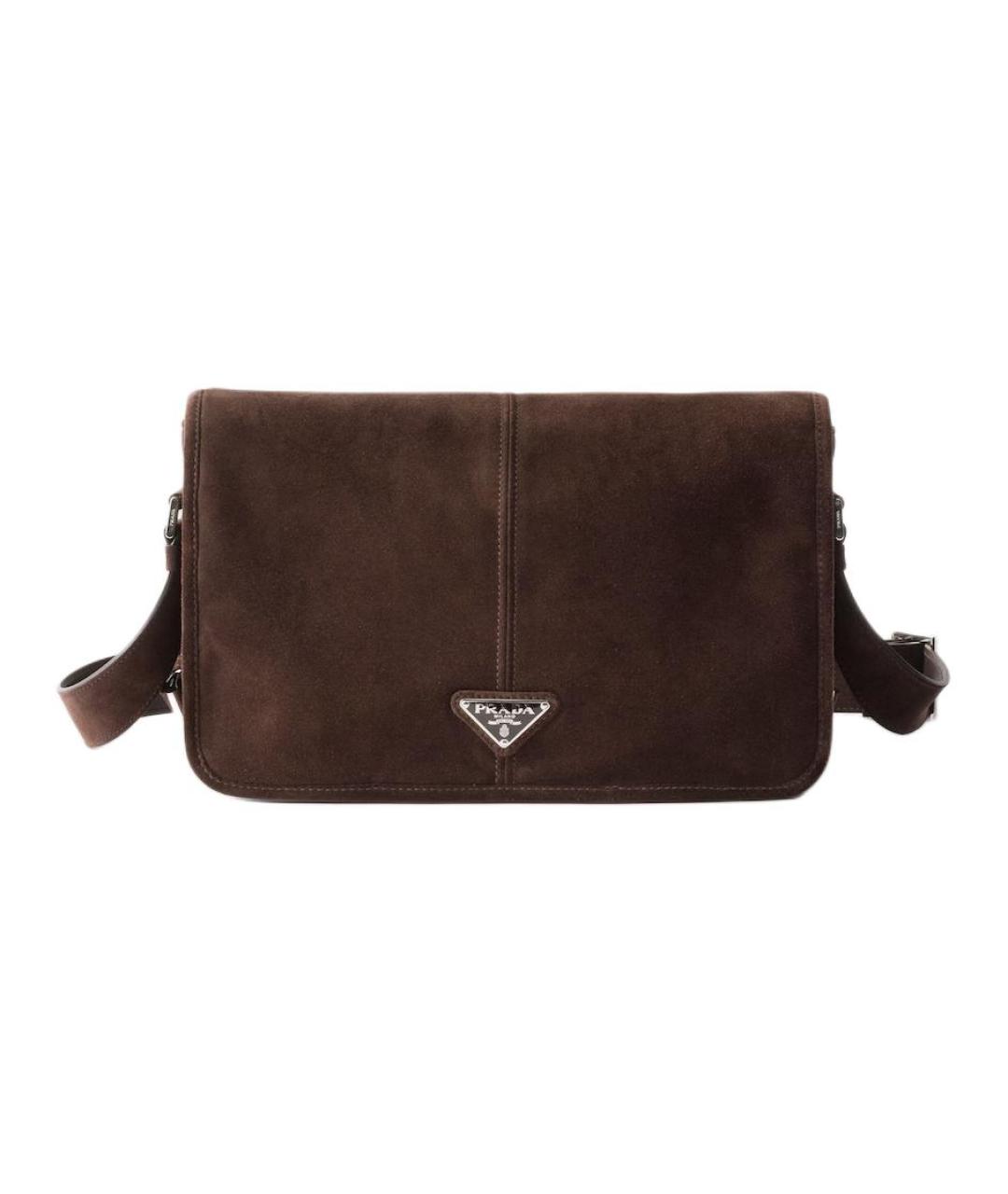 PRADA Коричневая замшевая сумка на плечо, фото 1
