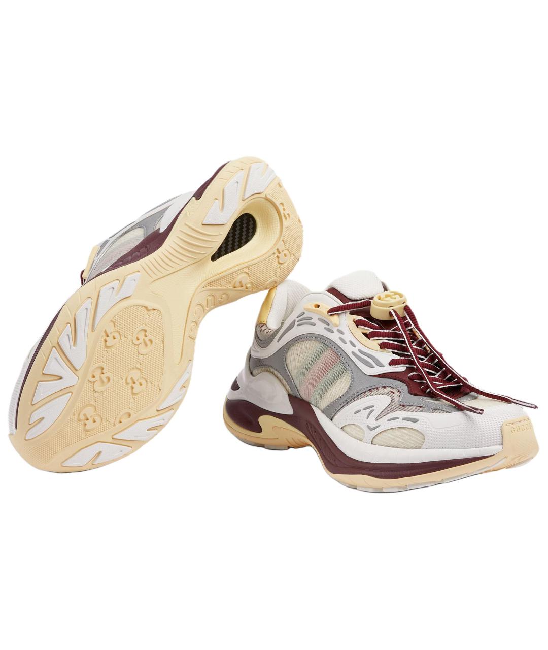 GUCCI Белые кожаные кроссовки, фото 5