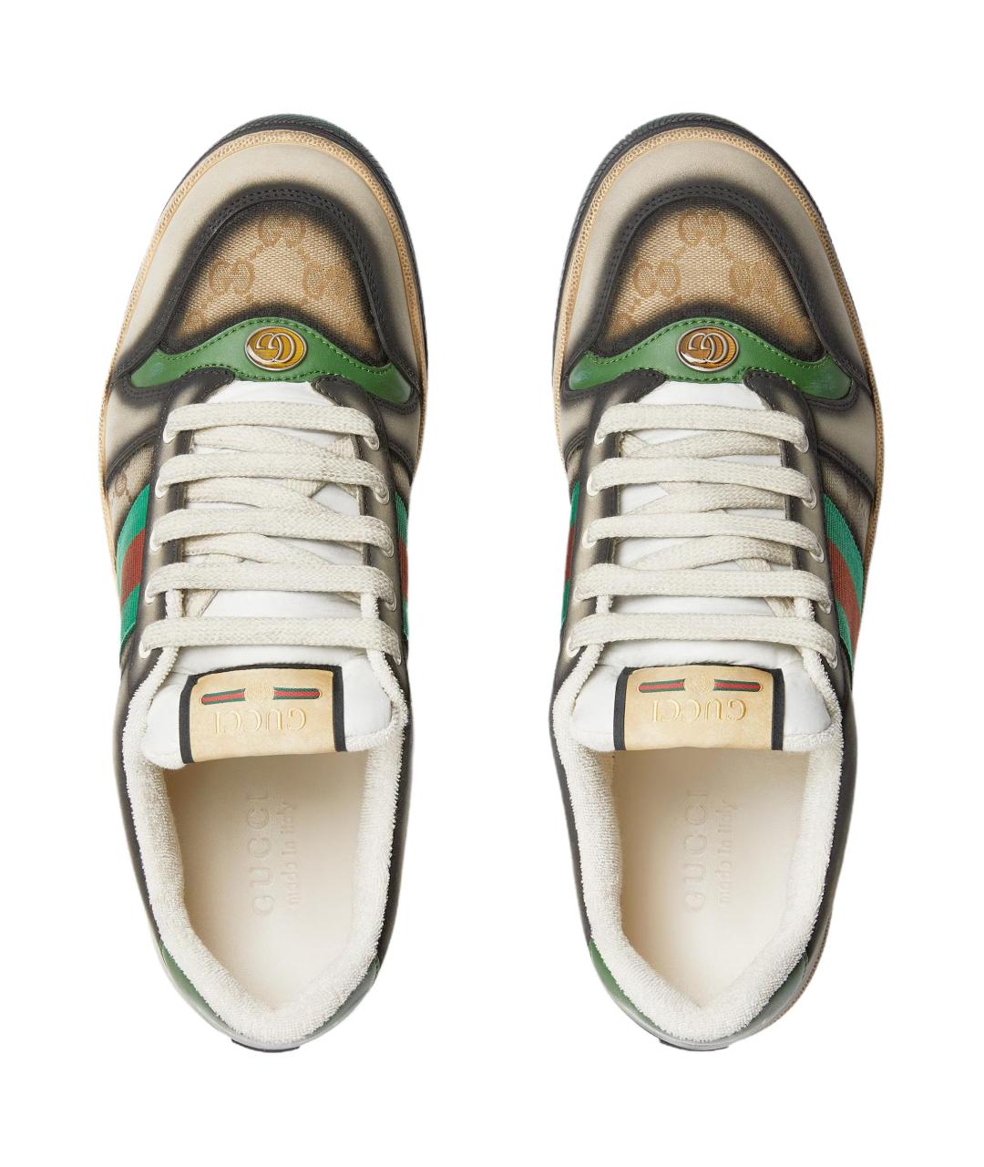 GUCCI Бежевые кожаные низкие кроссовки / кеды, фото 4