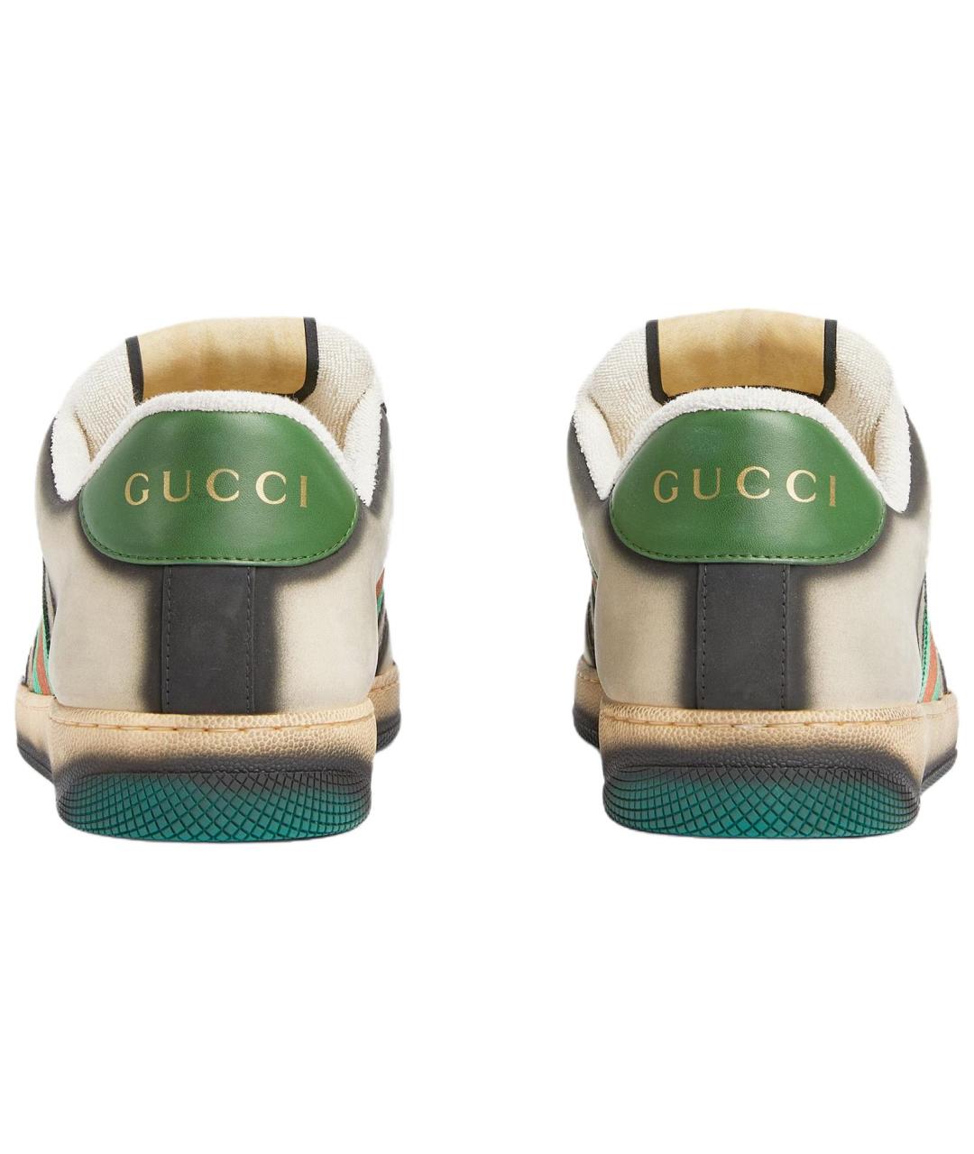 GUCCI Бежевые кожаные низкие кроссовки / кеды, фото 5