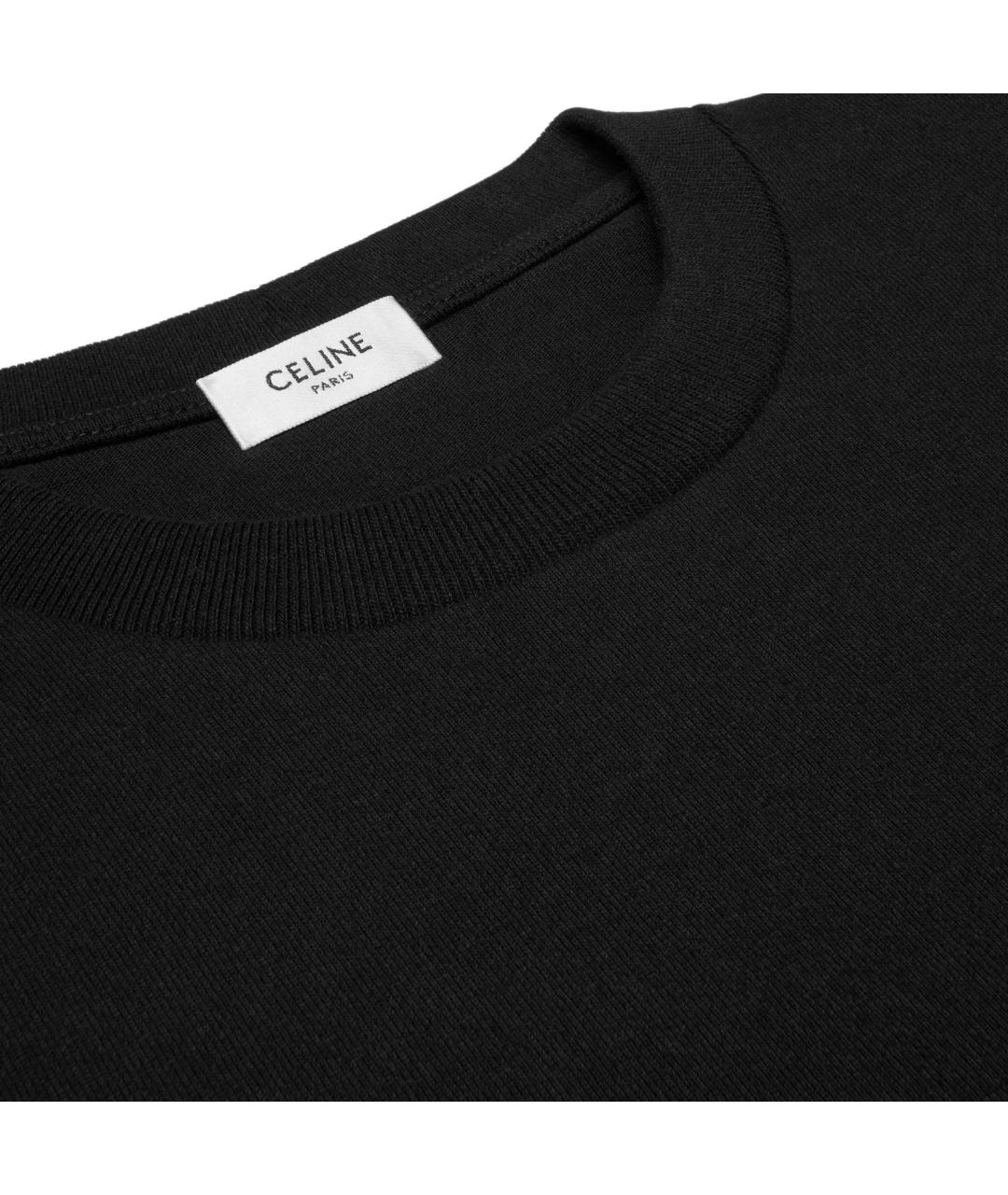 CELINE Черная хлопковая футболка, фото 5