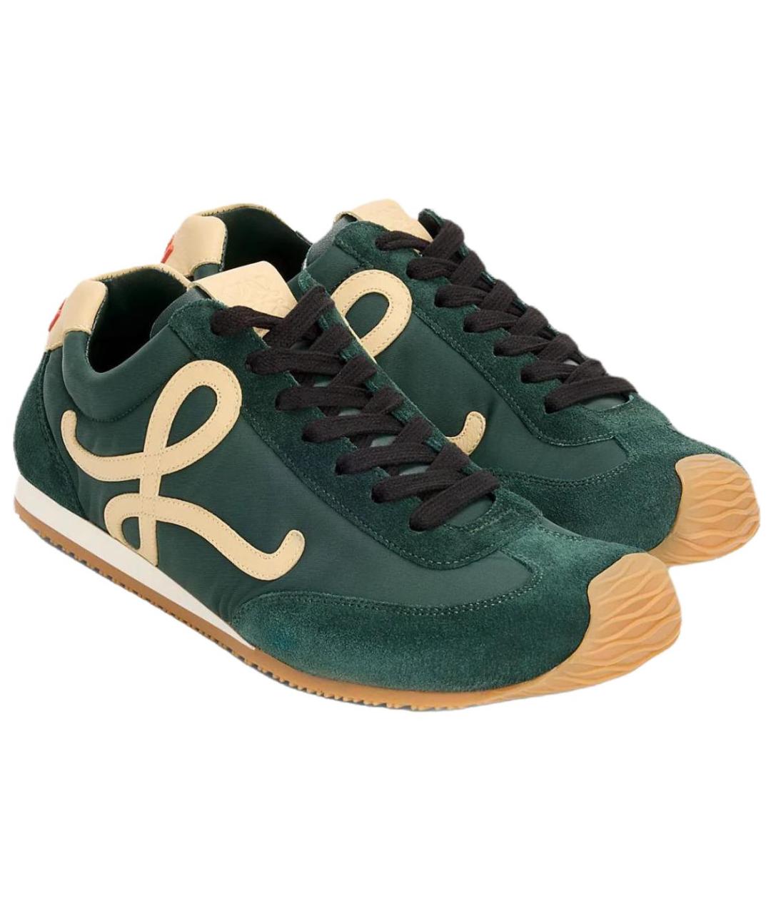 LOEWE Зеленые замшевые кроссовки, фото 4