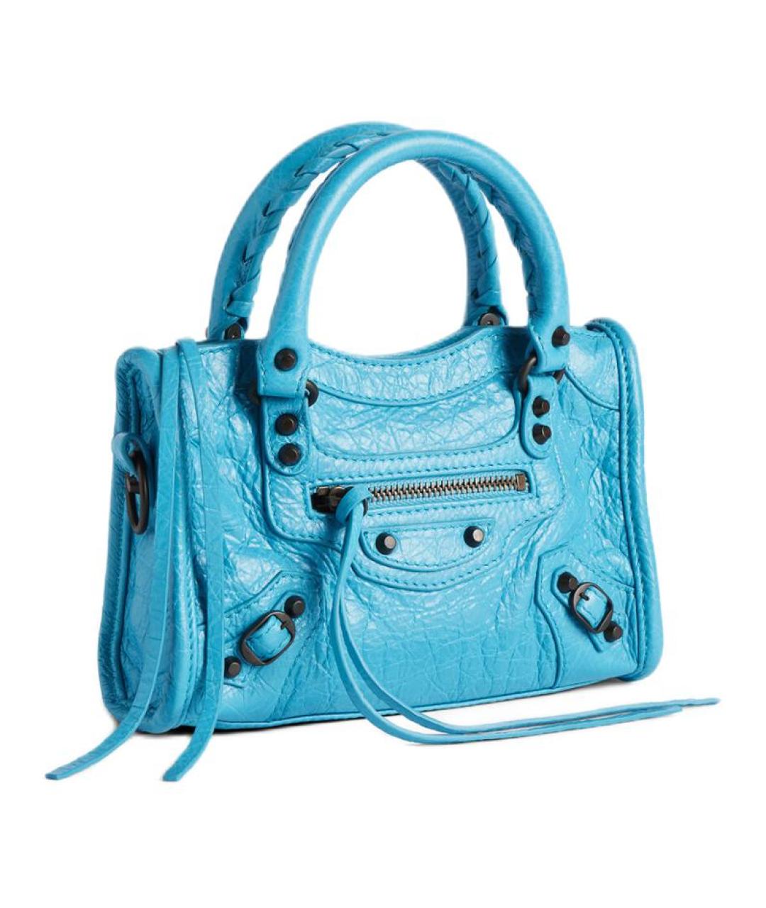 BALENCIAGA Голубая кожаная сумка через плечо, фото 3