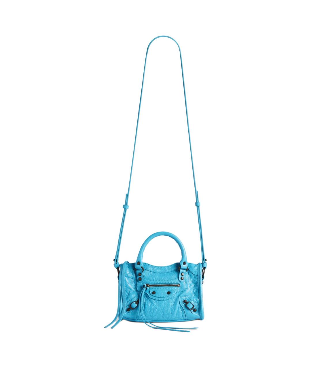 BALENCIAGA Голубая кожаная сумка через плечо, фото 2