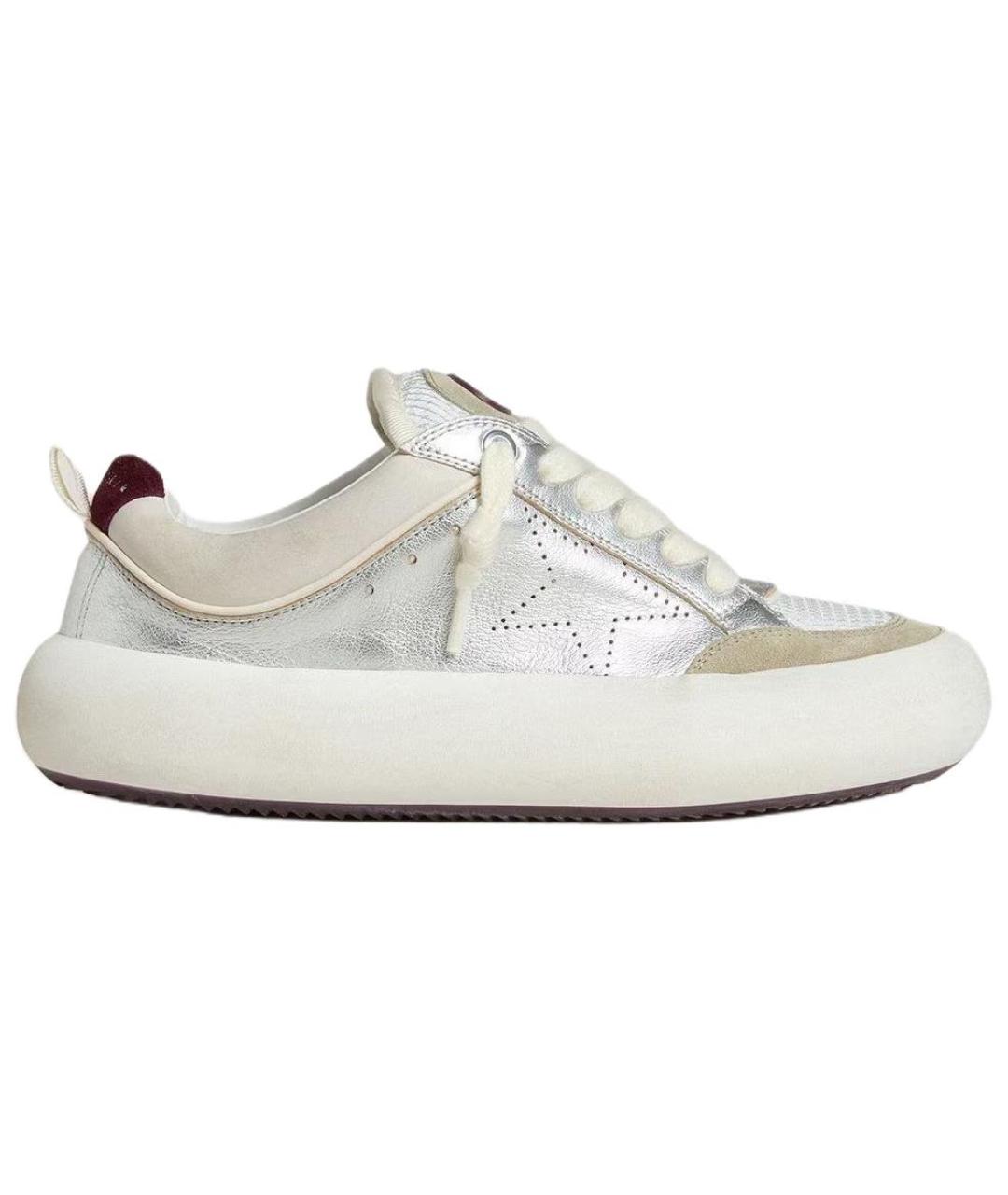 GOLDEN GOOSE DELUXE BRAND Серебряные кожаные кроссовки, фото 1
