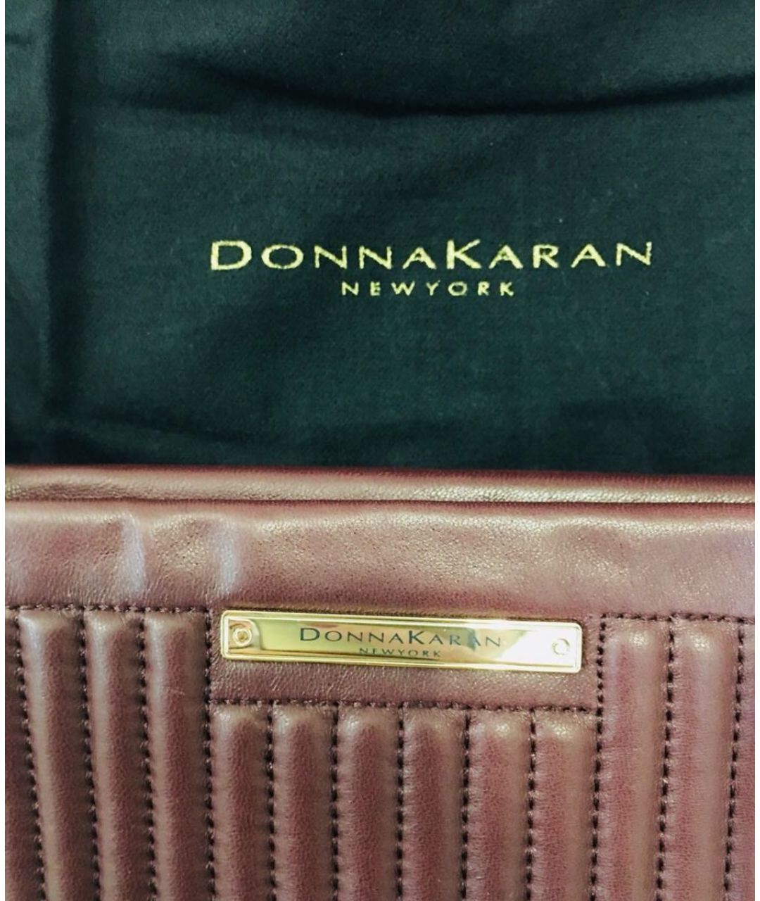DKNY Бордовая кожаная сумка тоут, фото 5