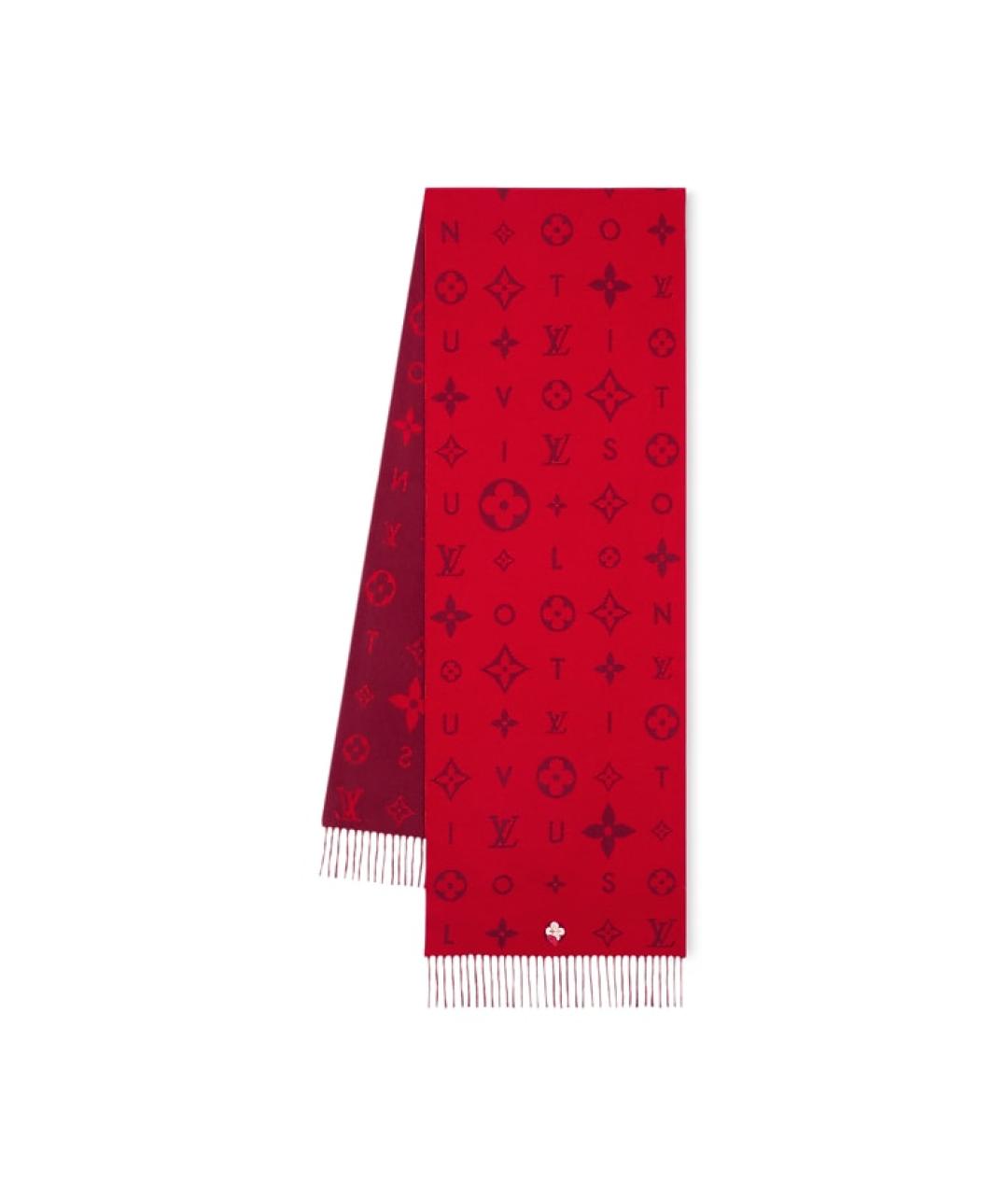 LOUIS VUITTON Красный кашемировый шарф, фото 3