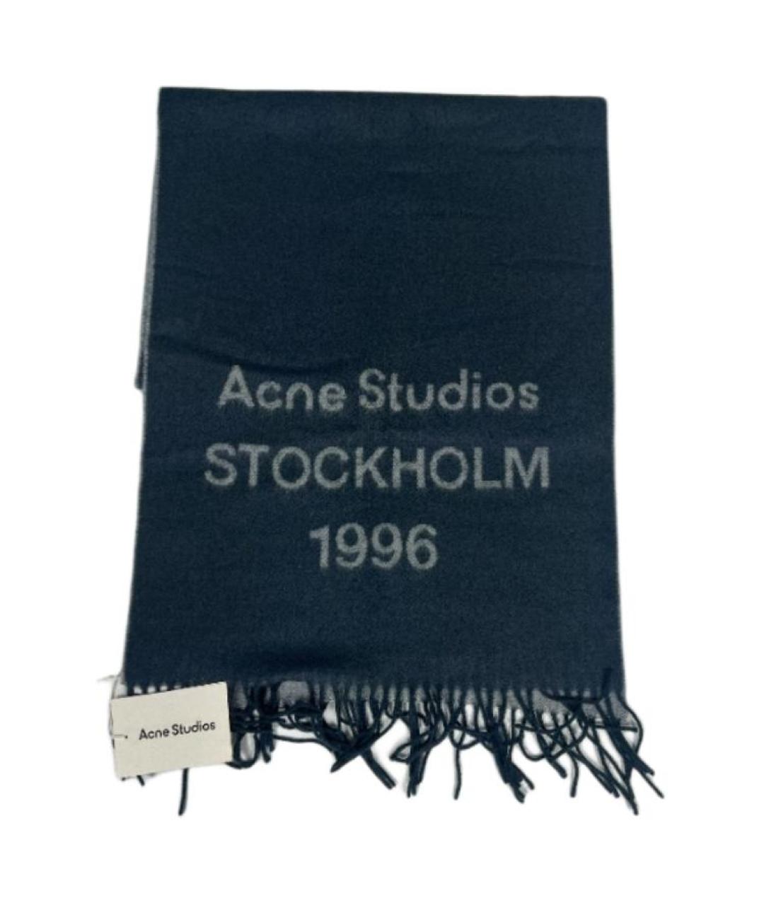 ACNE STUDIOS Синий шерстяной шарф, фото 3