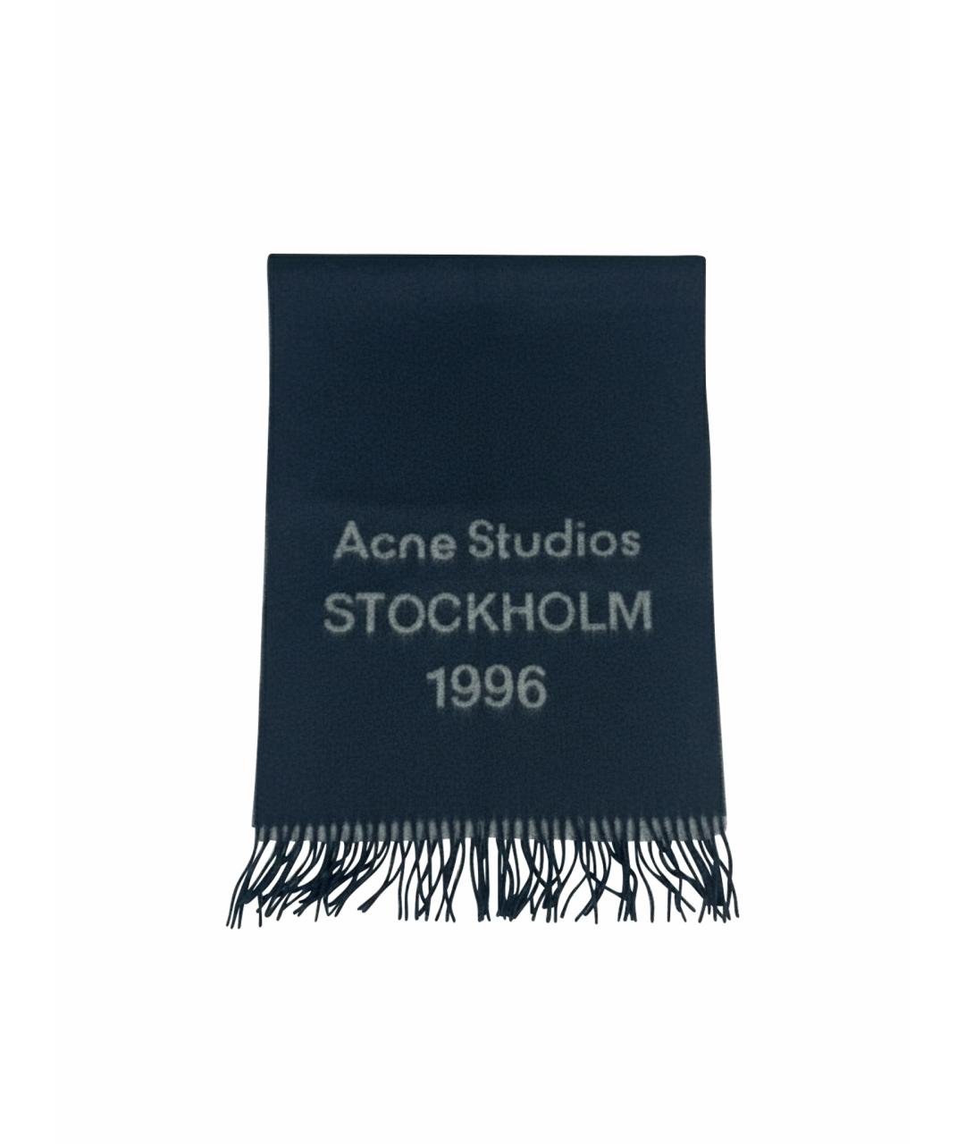 ACNE STUDIOS Синий шерстяной шарф, фото 1