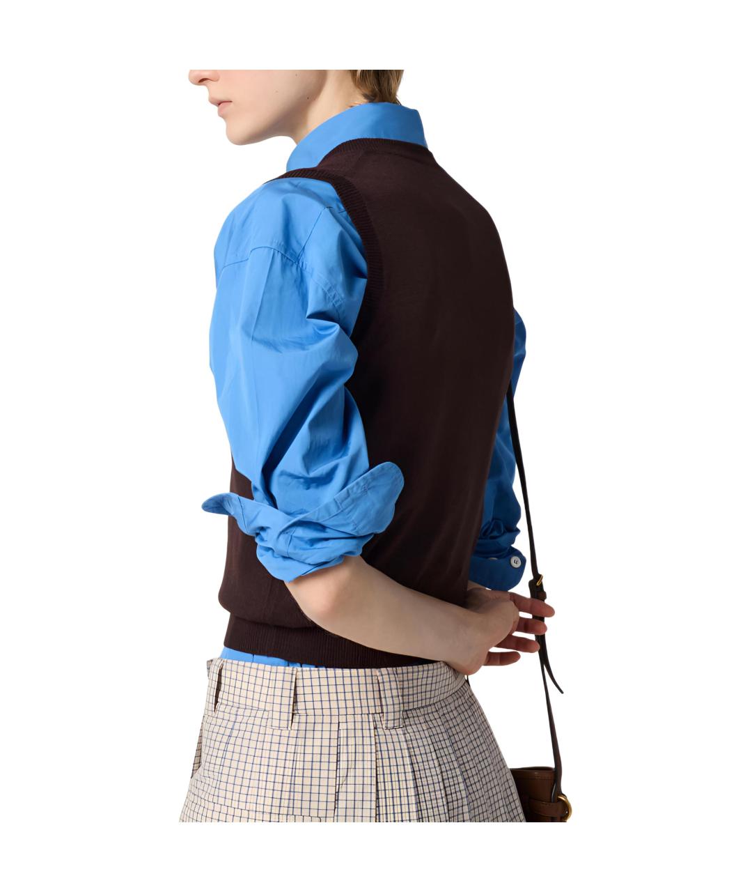 MIU MIU Коричневая шерстяная жилетка, фото 2