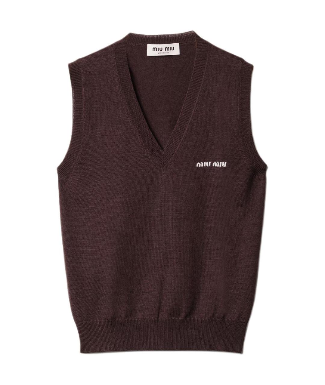MIU MIU Коричневая шерстяная жилетка, фото 1