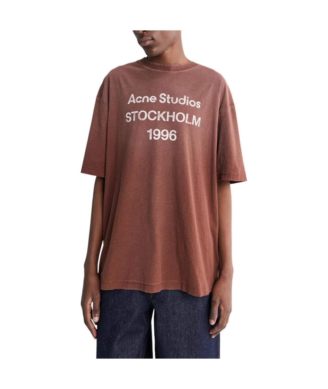 ACNE STUDIOS Коричневая футболка, фото 6